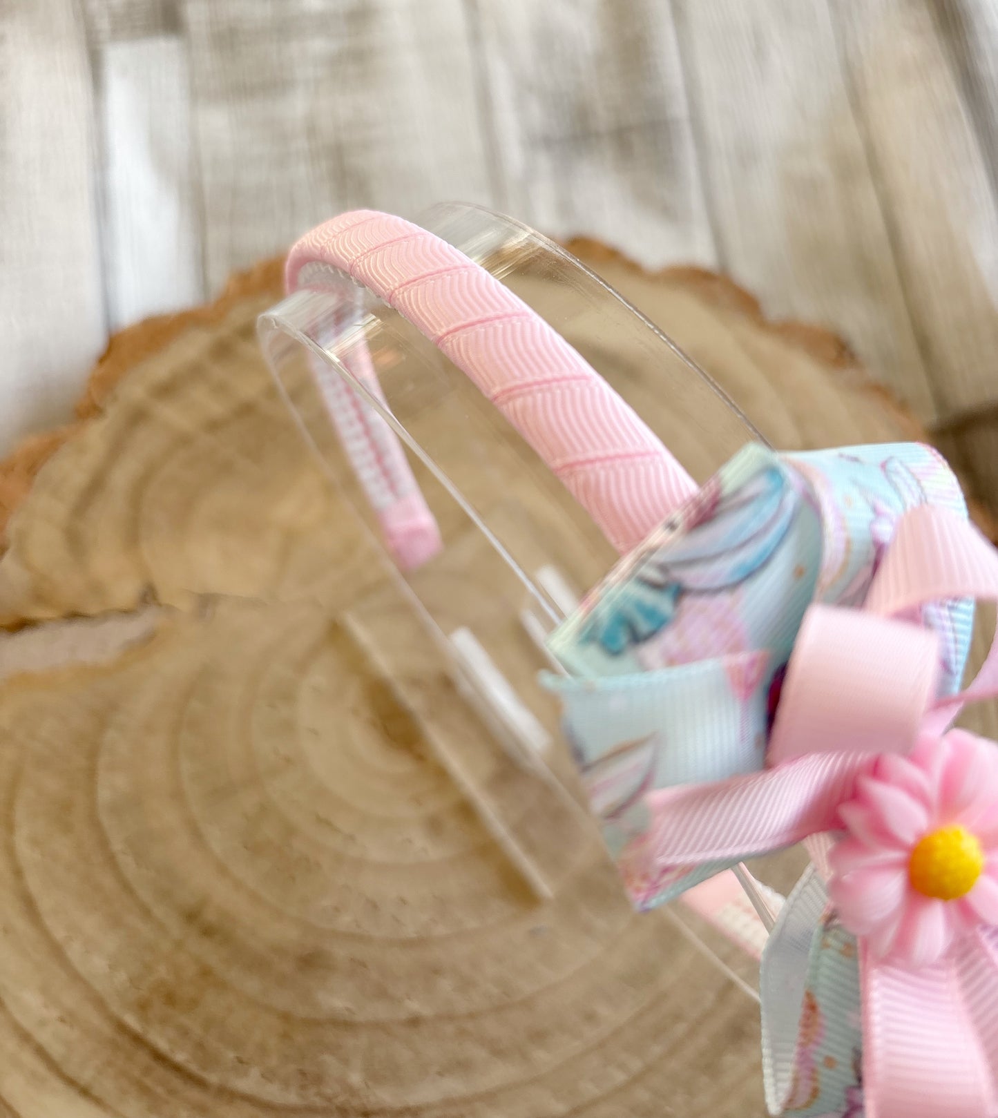 Pink Daisy Bow Hairband β Handmade with Non-Slip Grip