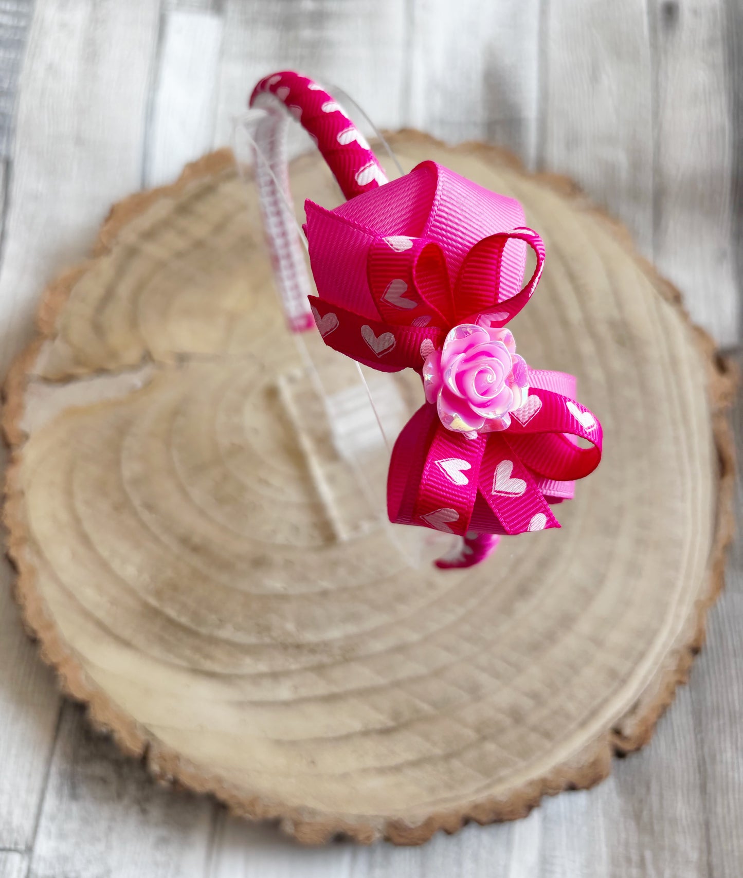 π Heart Print Rose Headband πΉβ¨