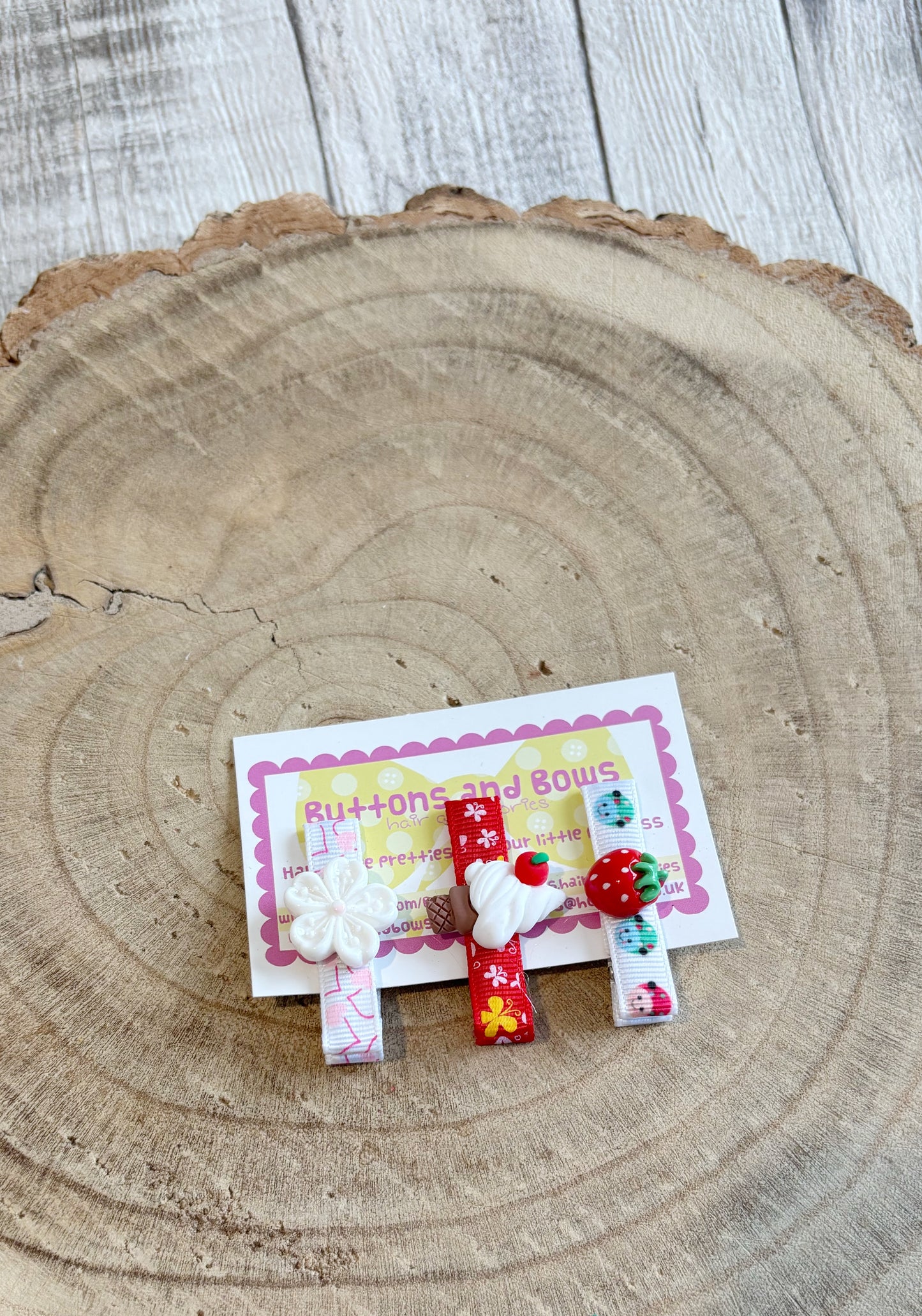 š Sweet Treat & Floral Hair Clip Set ā Set of 3 š