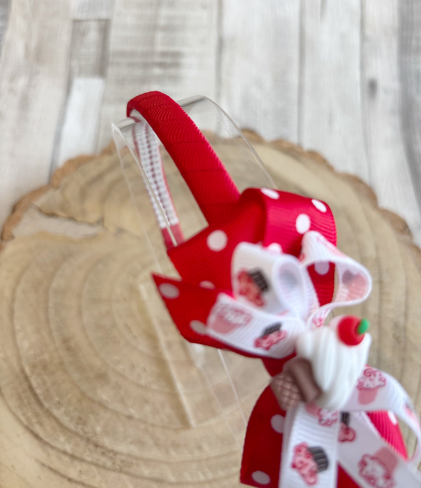 ππ° Red Polka Dot Cupcake Bow Headband π°π