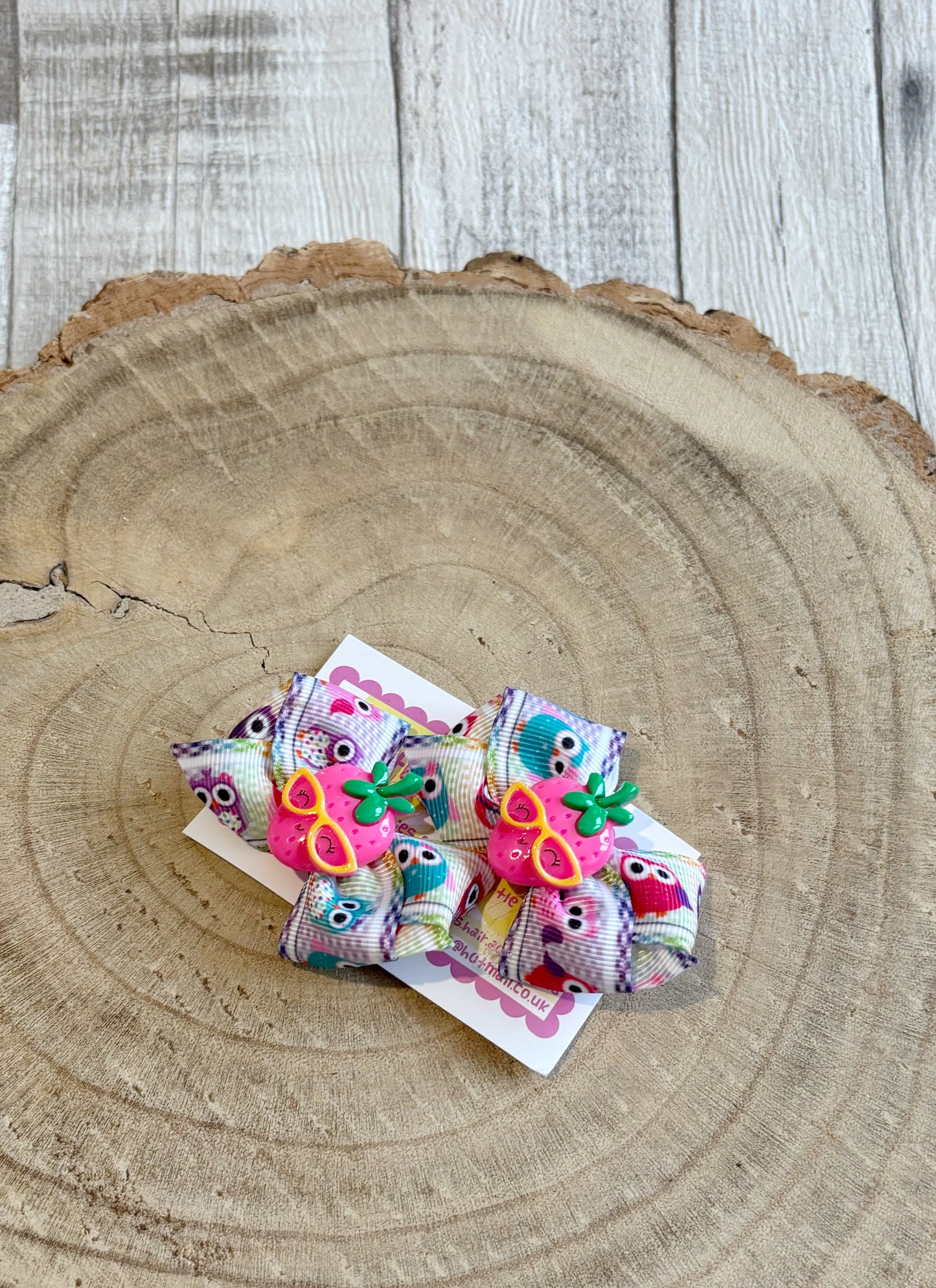 š¦ Owl & Strawberry Hair Bow Set ā Set of 2 š¦