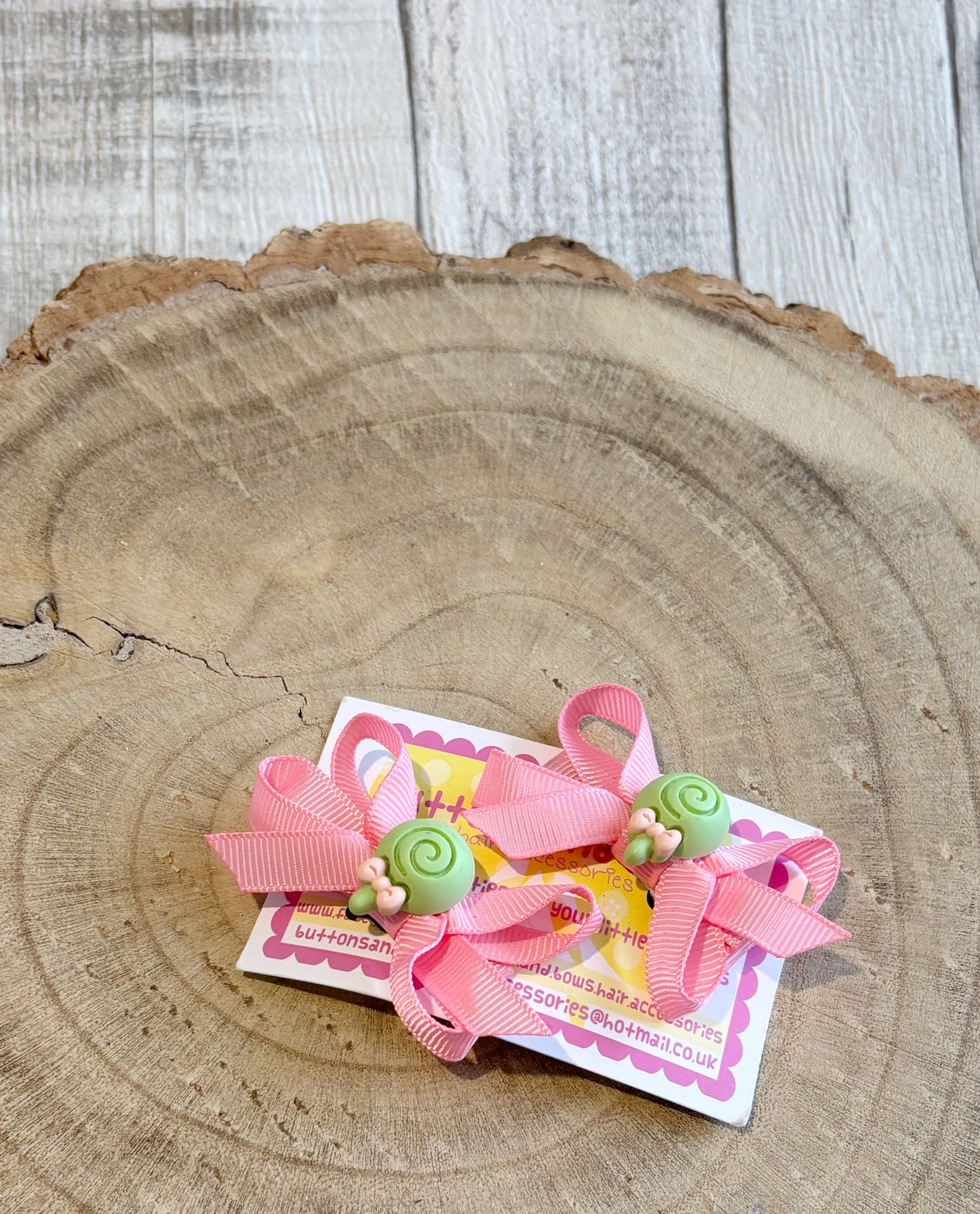 š Pink Bow Hair Clip Set with Cute Lollipop Centre š