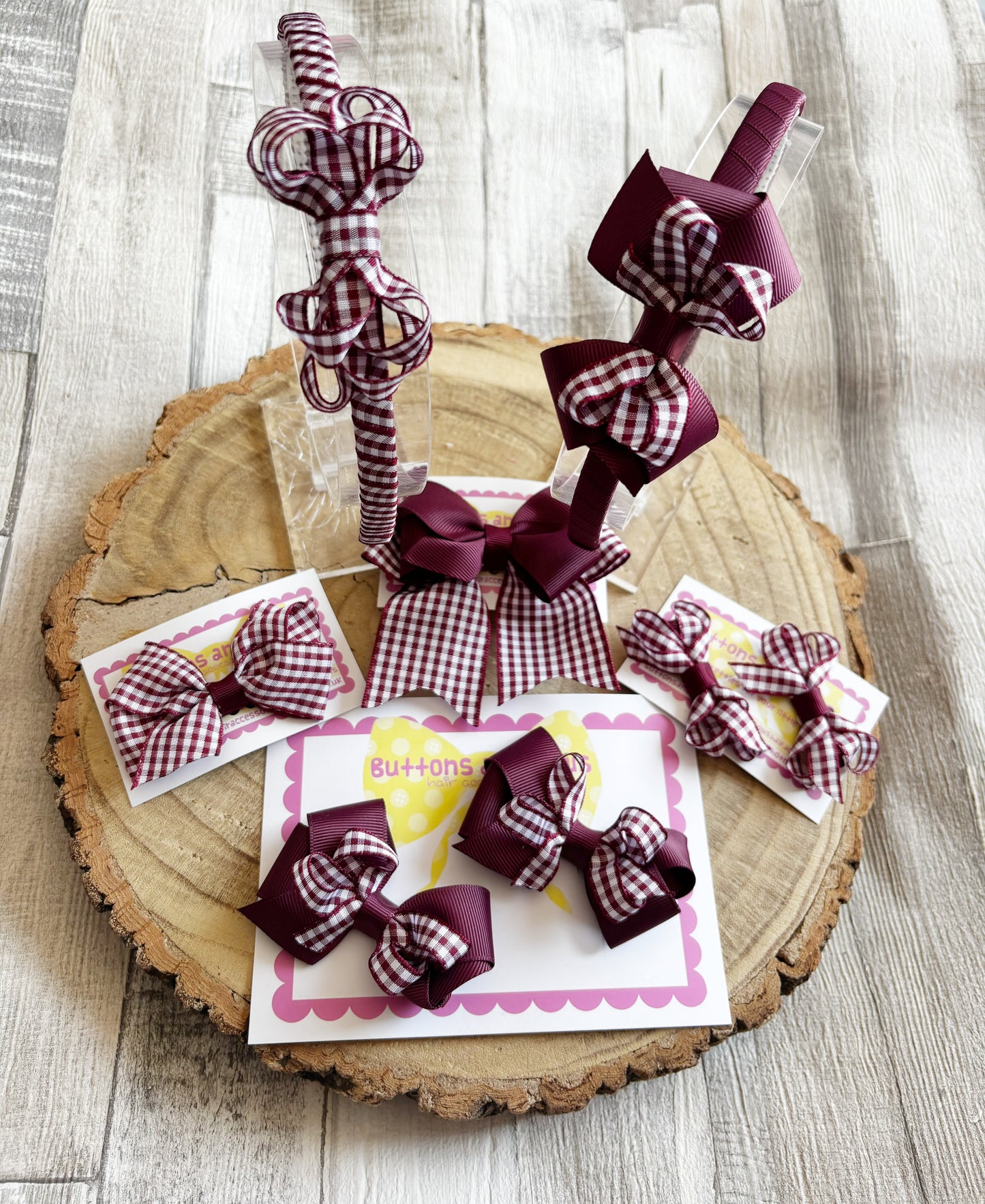 Burgundy Gingham School Accessories Bundle ππβ€οΈ
