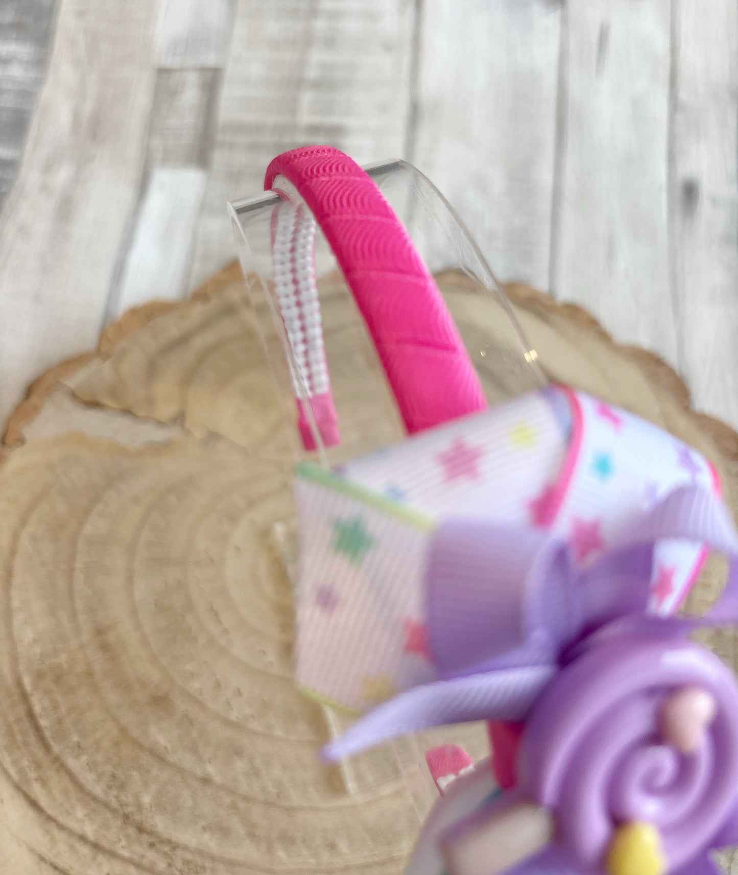 đ⨠Lollipop Bow Headband â Pink, Lilac & Star Print â¨đ