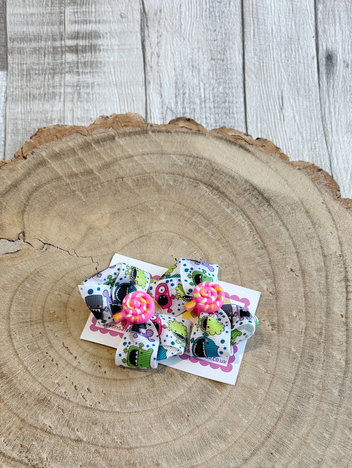 š» Monster & Lollipop Hair Bow Set ā Set of 2 š»