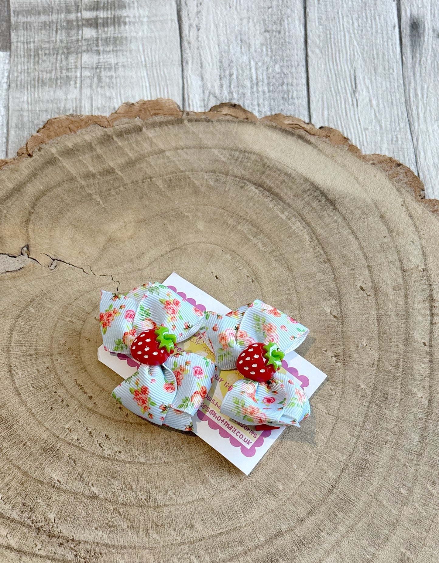 š Strawberry Floral Hair Bow Set ā Set of 2 š
