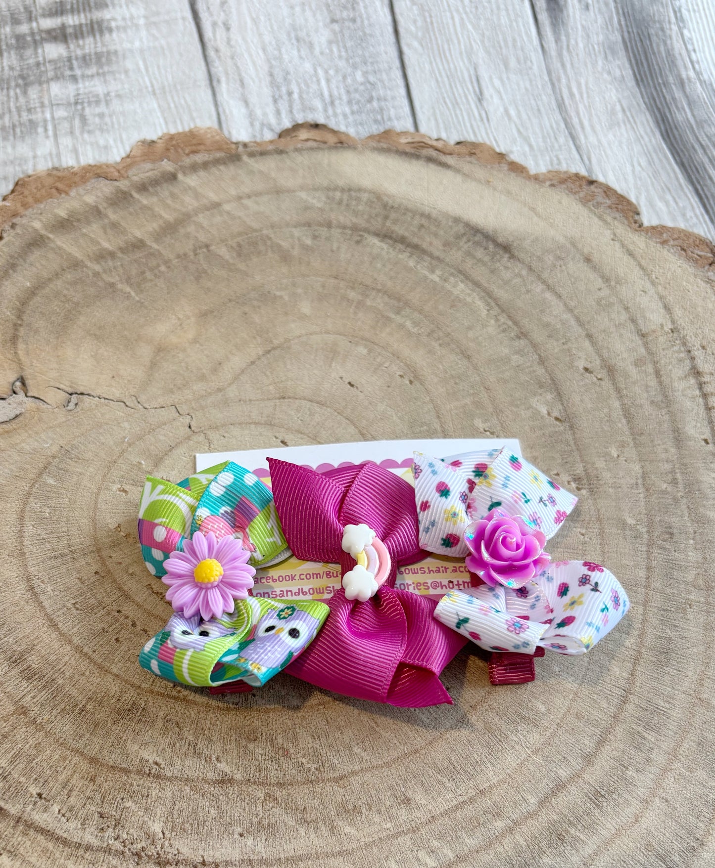 đ¸ Floral & Character Bow Clip Set â Set of 3 đ¸