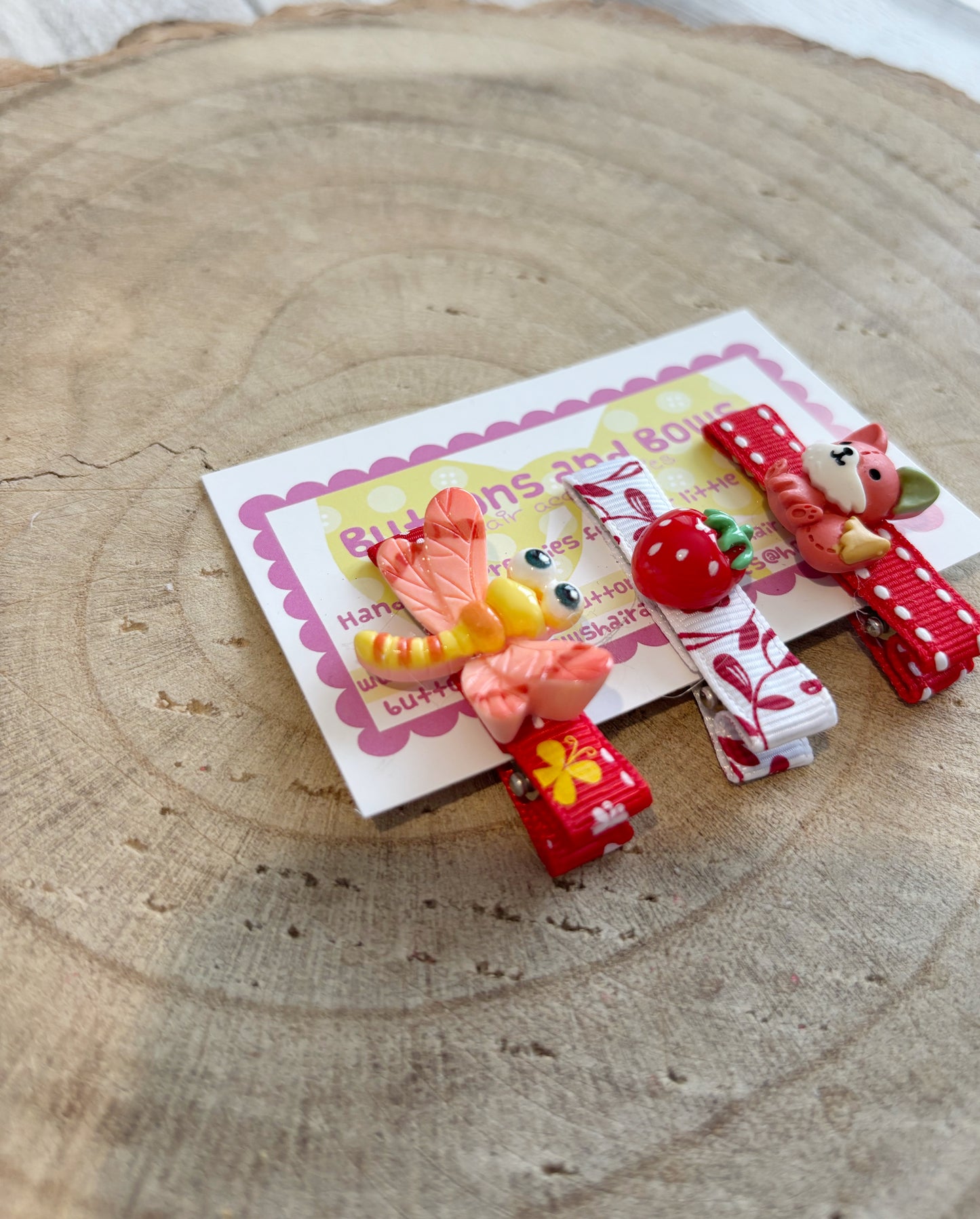 š Cute Woodland & Fruit Hair Clips ā Set of 3 š