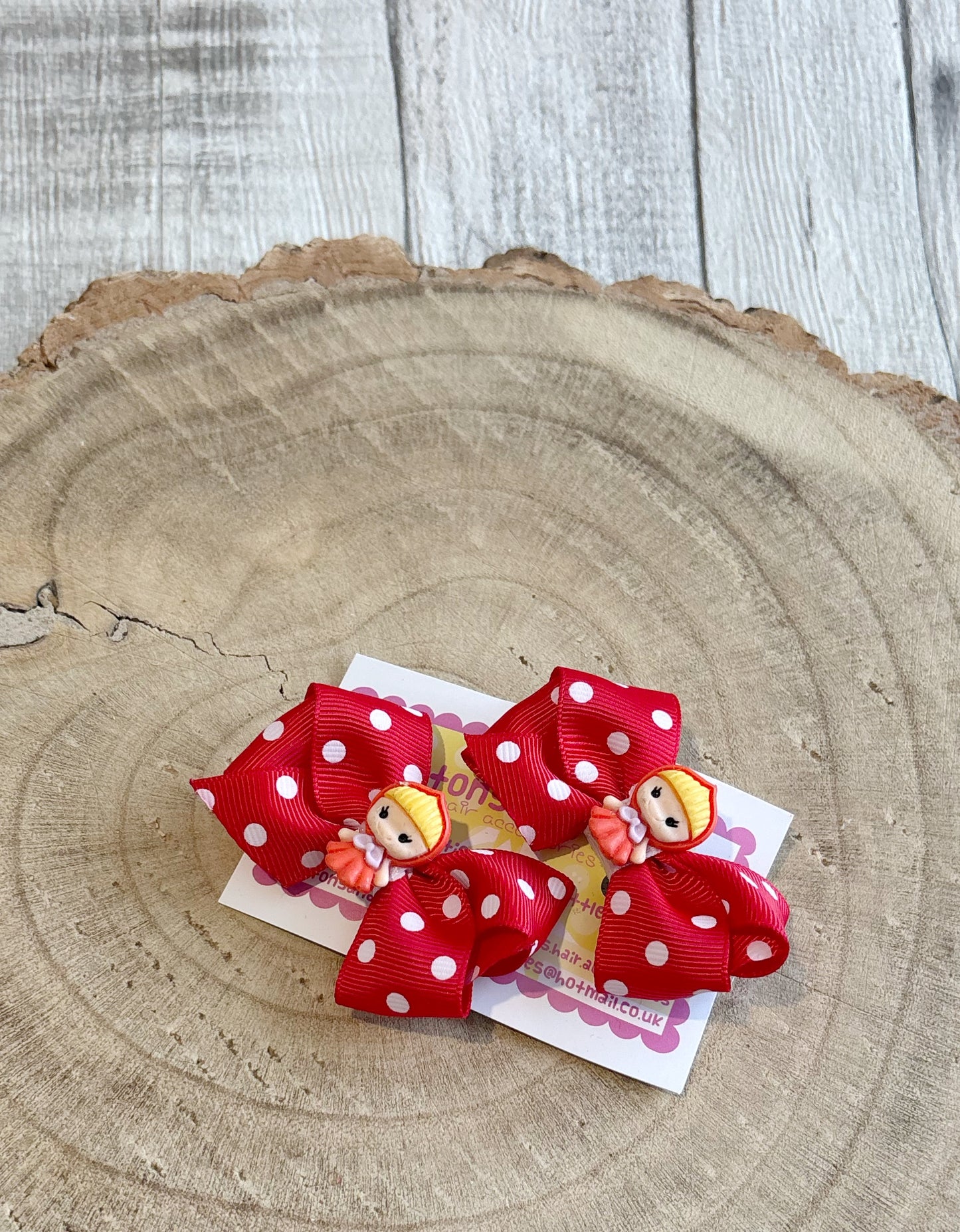 ❤️ Red Polka Dot Doll Hair Bow Set – Set of 2 ❤️