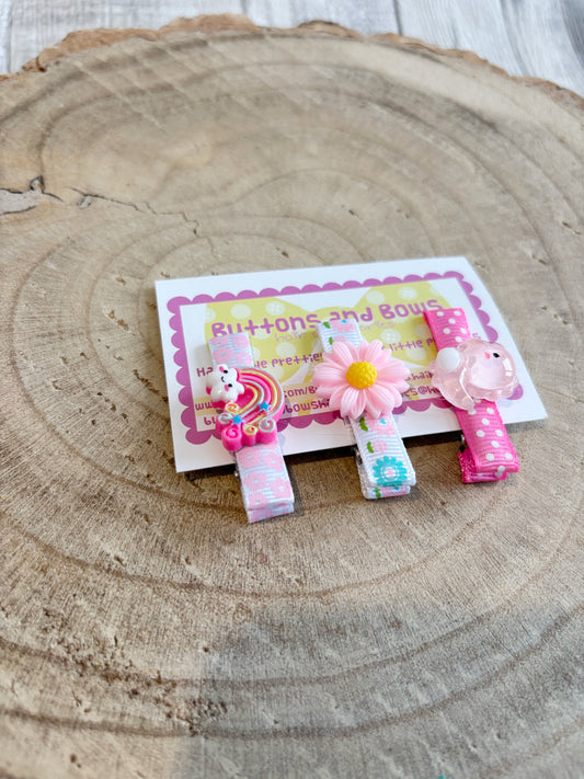 🎀 Sweet Pastel Hair Clip Trio – Set of 3 🎀