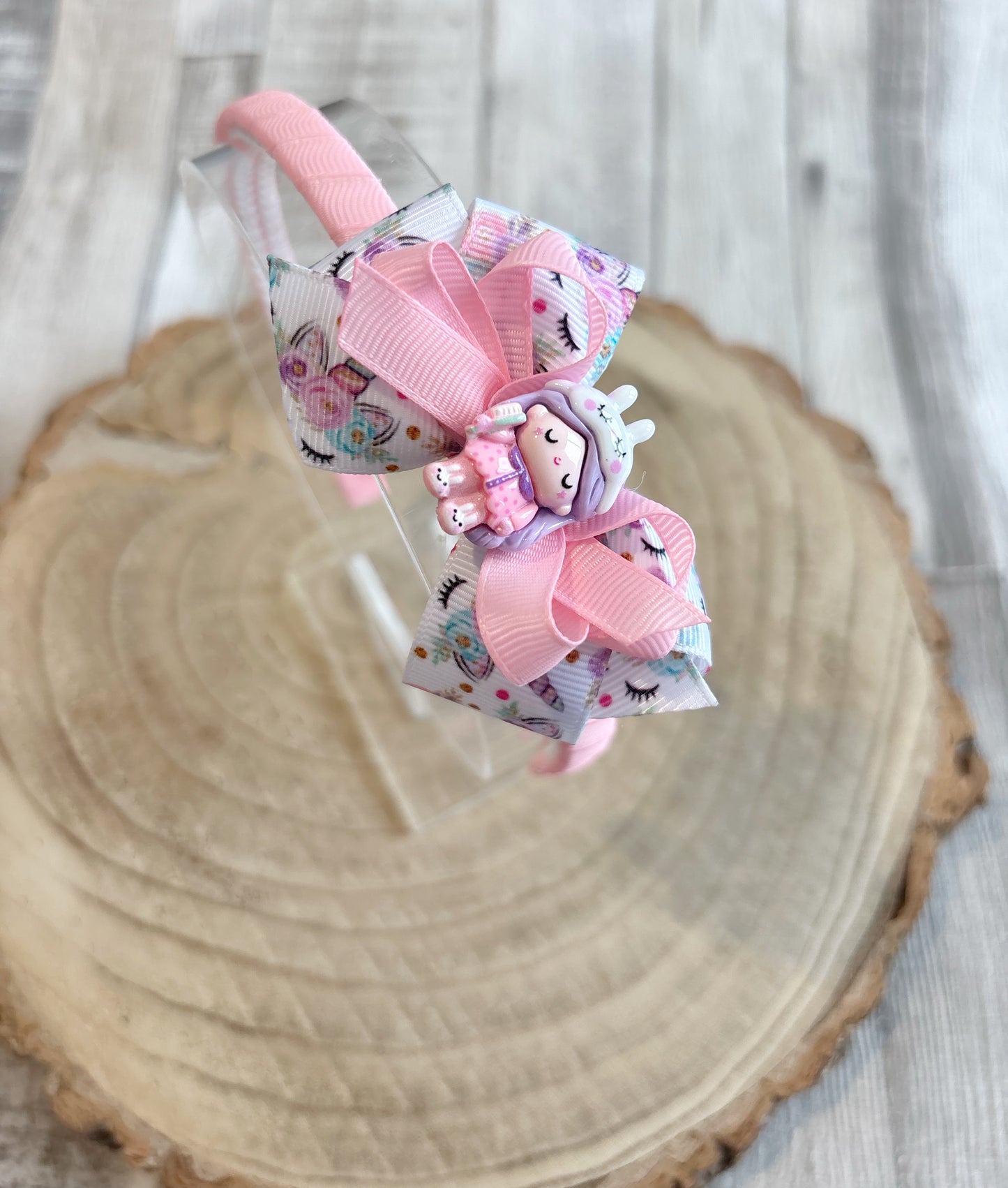 🐰✨ Bunny Girl Bow Headband – Pink ✨🐰