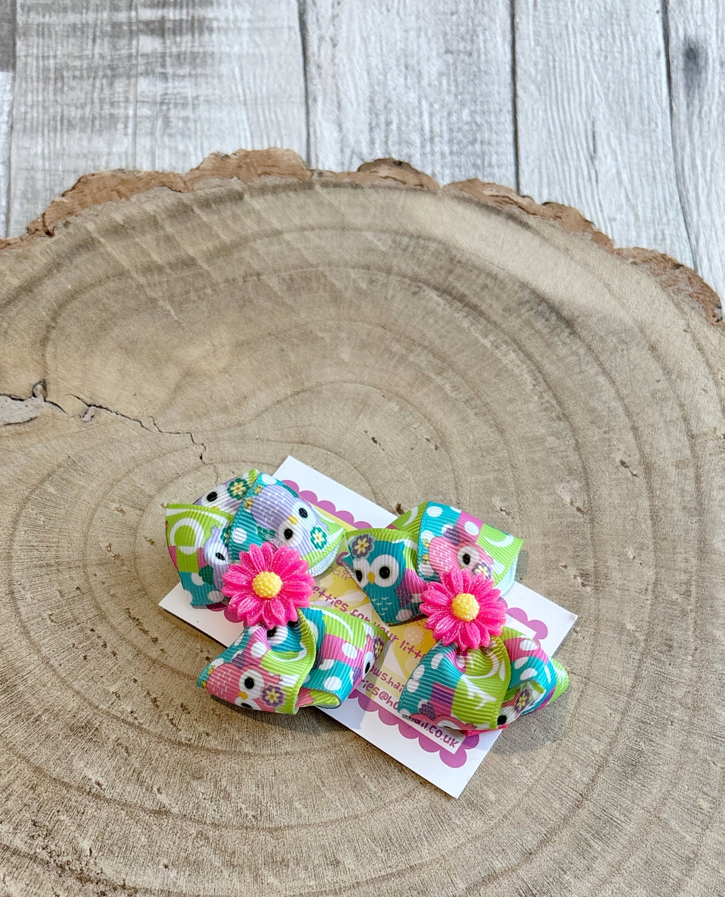 🦉 Owl & Flower Hair Bow Set – Set of 2 🦉