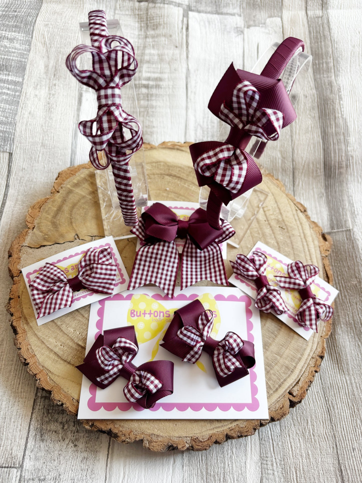 Burgundy Gingham School Accessories Bundle 🎀📚❤️