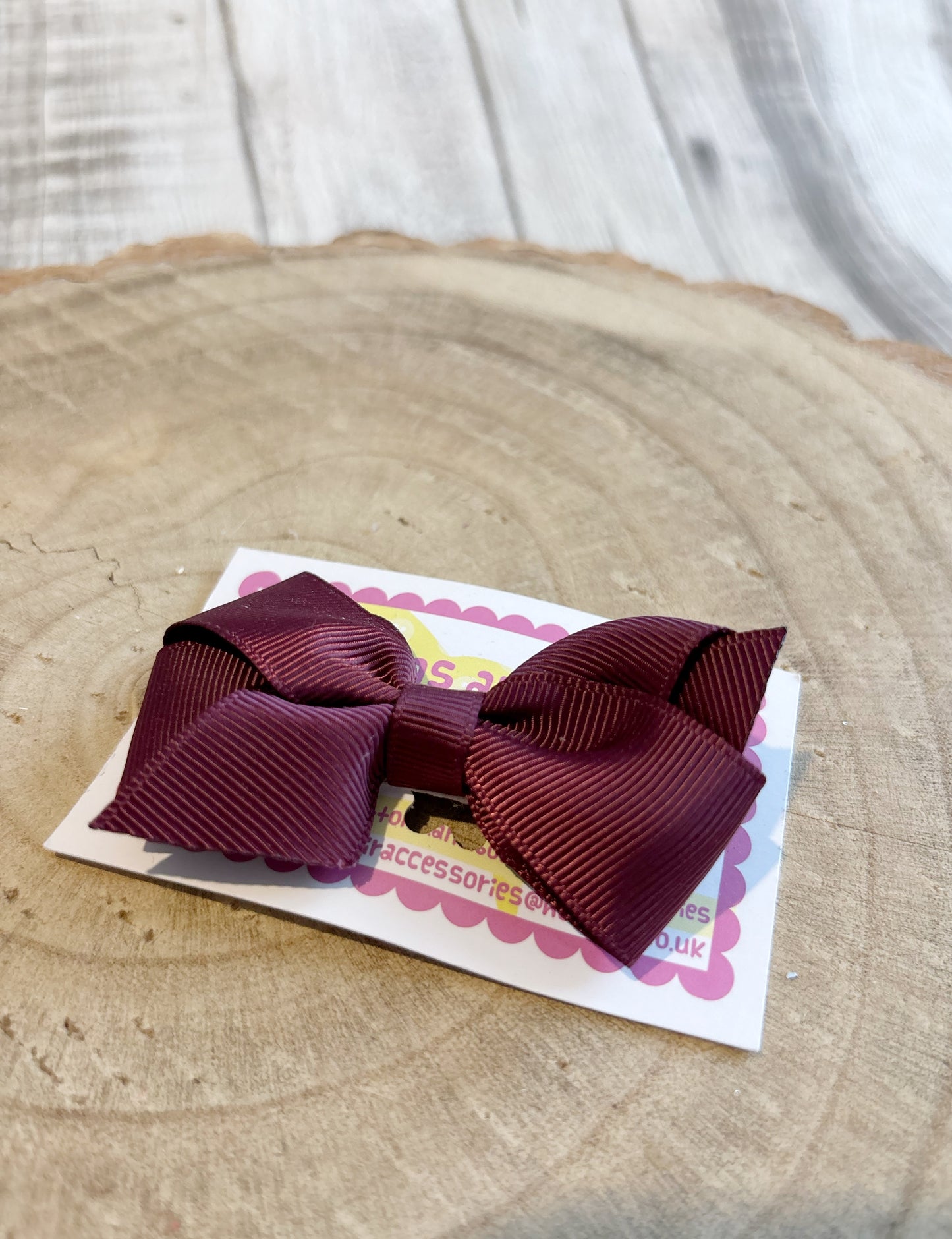 Burgundy Grosgrain Bow Hair Clip – Non-Slip