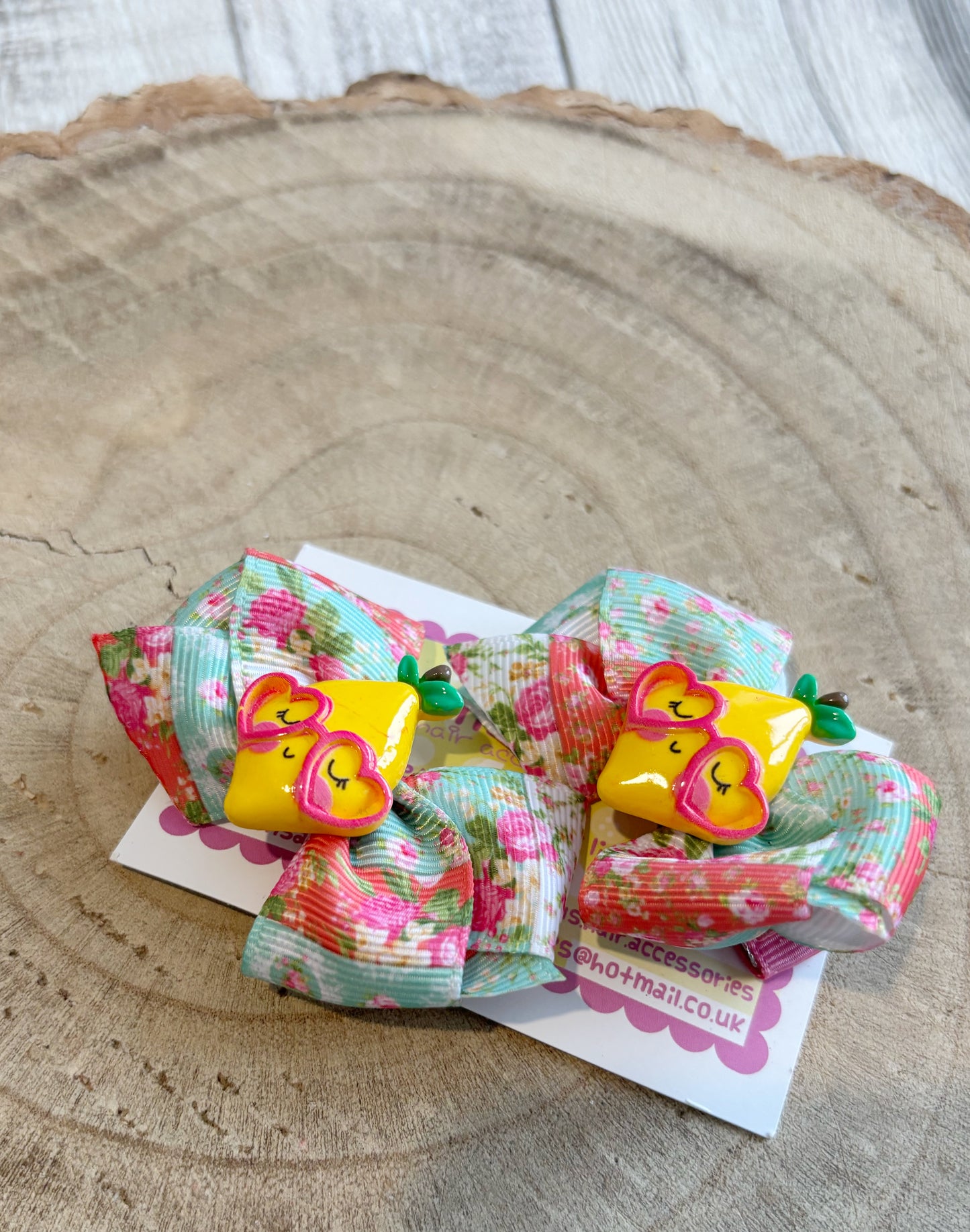 🍋 Floral Lemon Hair Bow Set with Sunglasses Centre – Set of 2 🍋