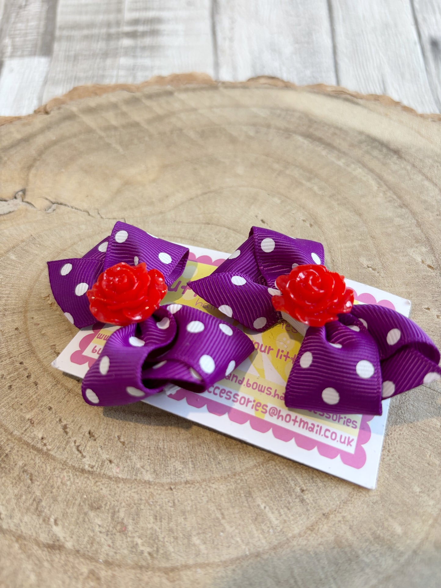 💜 Purple Polka Dot Hair Bow Set – Set of 2 💜