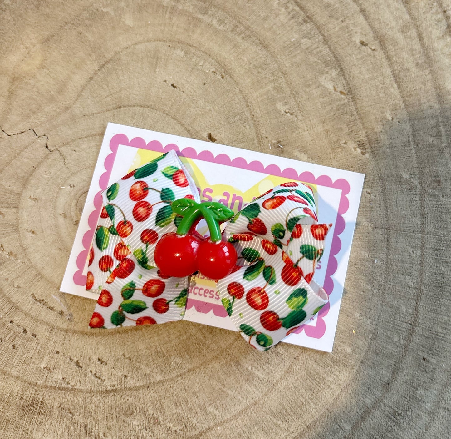 Cherry Print Bow Hair Clip