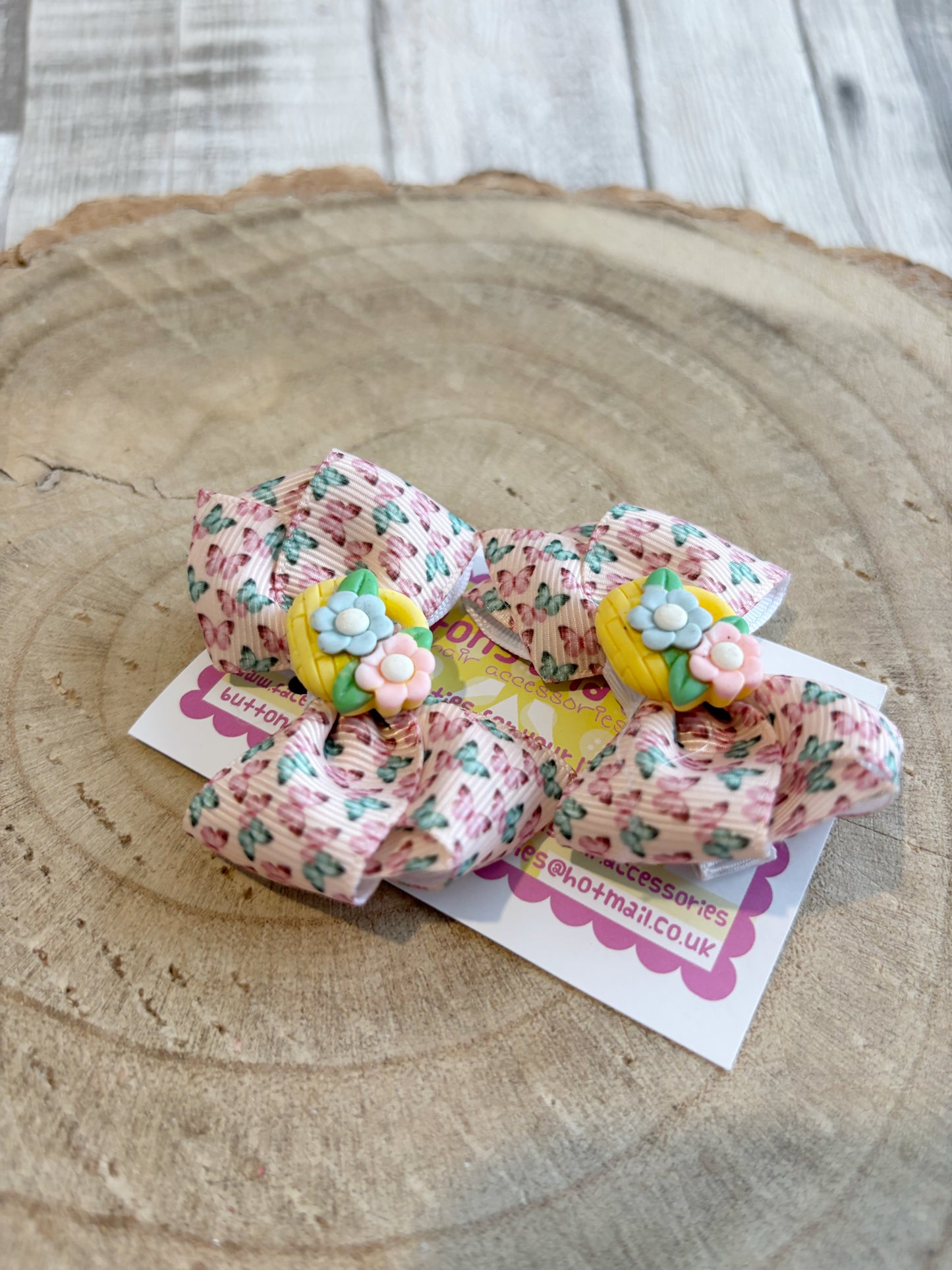 🌸 Butterfly Floral Hair Bow Set – Set of 2 🌸