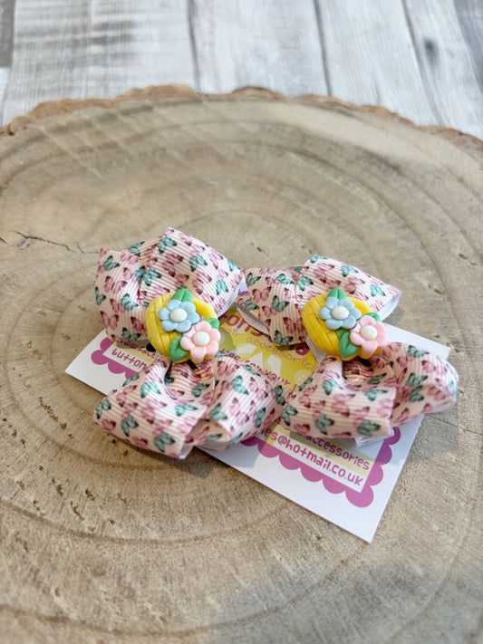🌸 Butterfly Floral Hair Bow Set – Set of 2 🌸