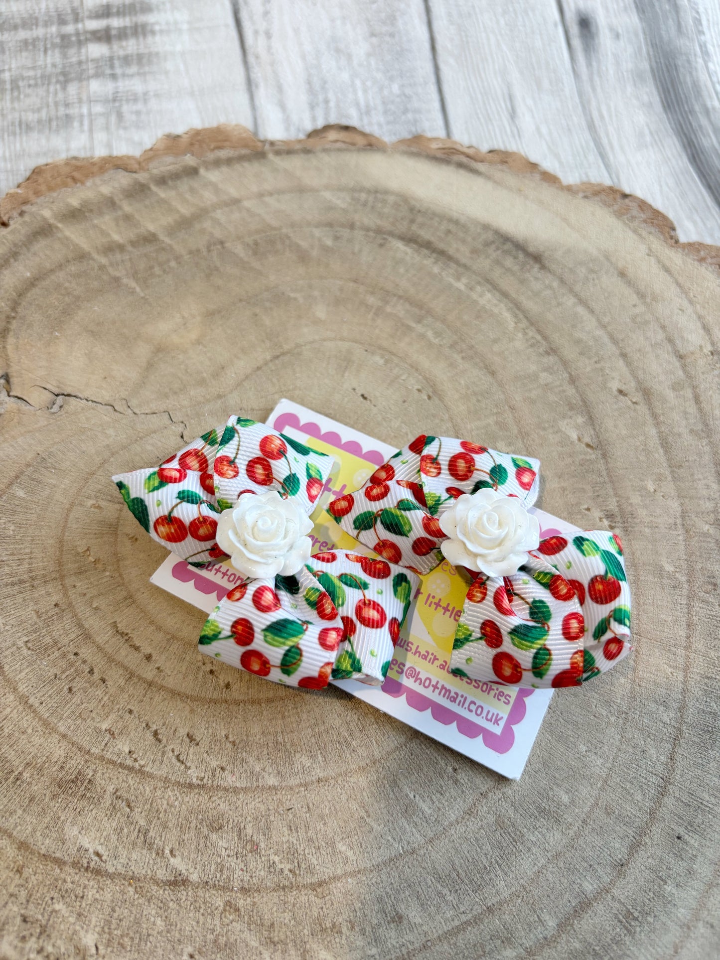 🍒 Cherry Print Hair Bow Set – Set of 2 🍒