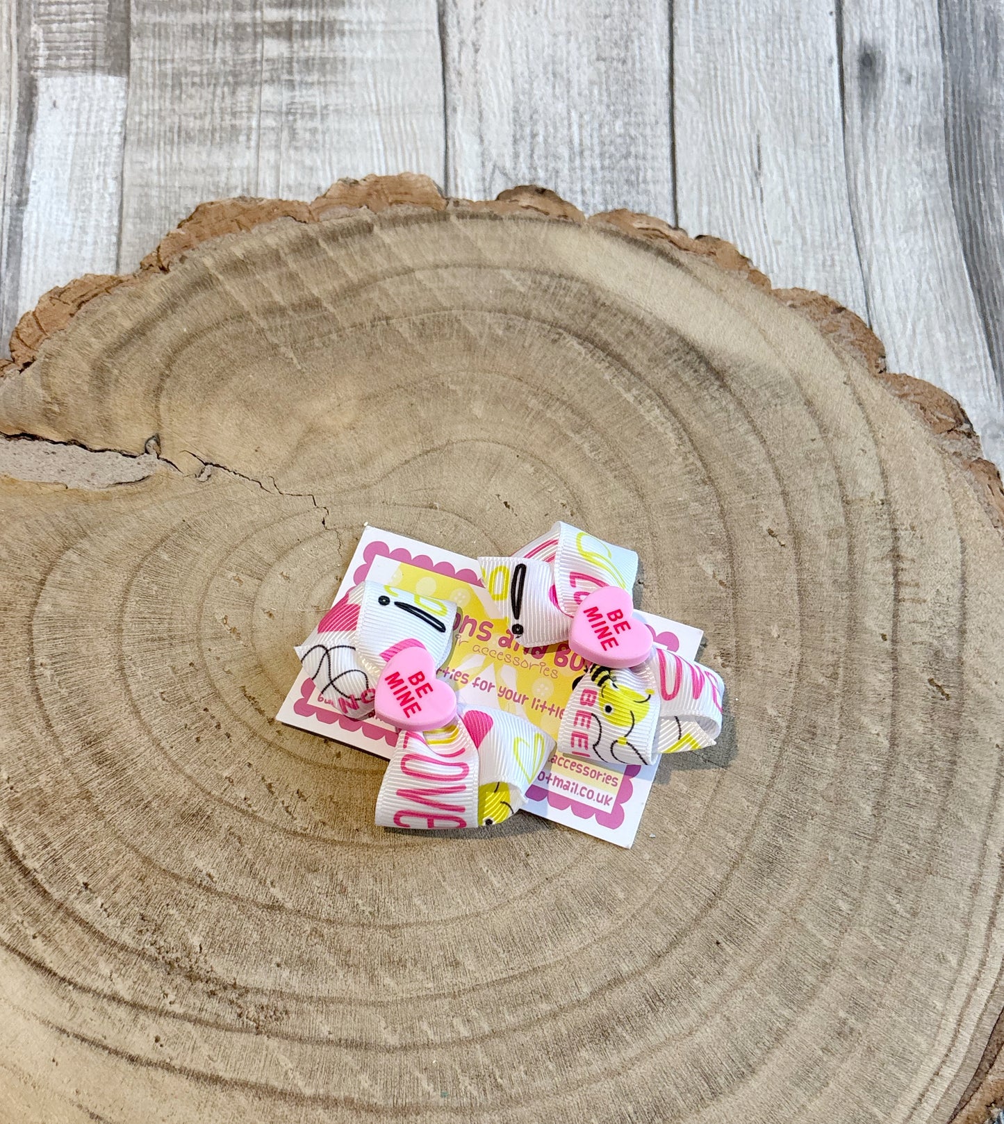 “Be Mine” Valentine Bow Hair Clips – Set of 2