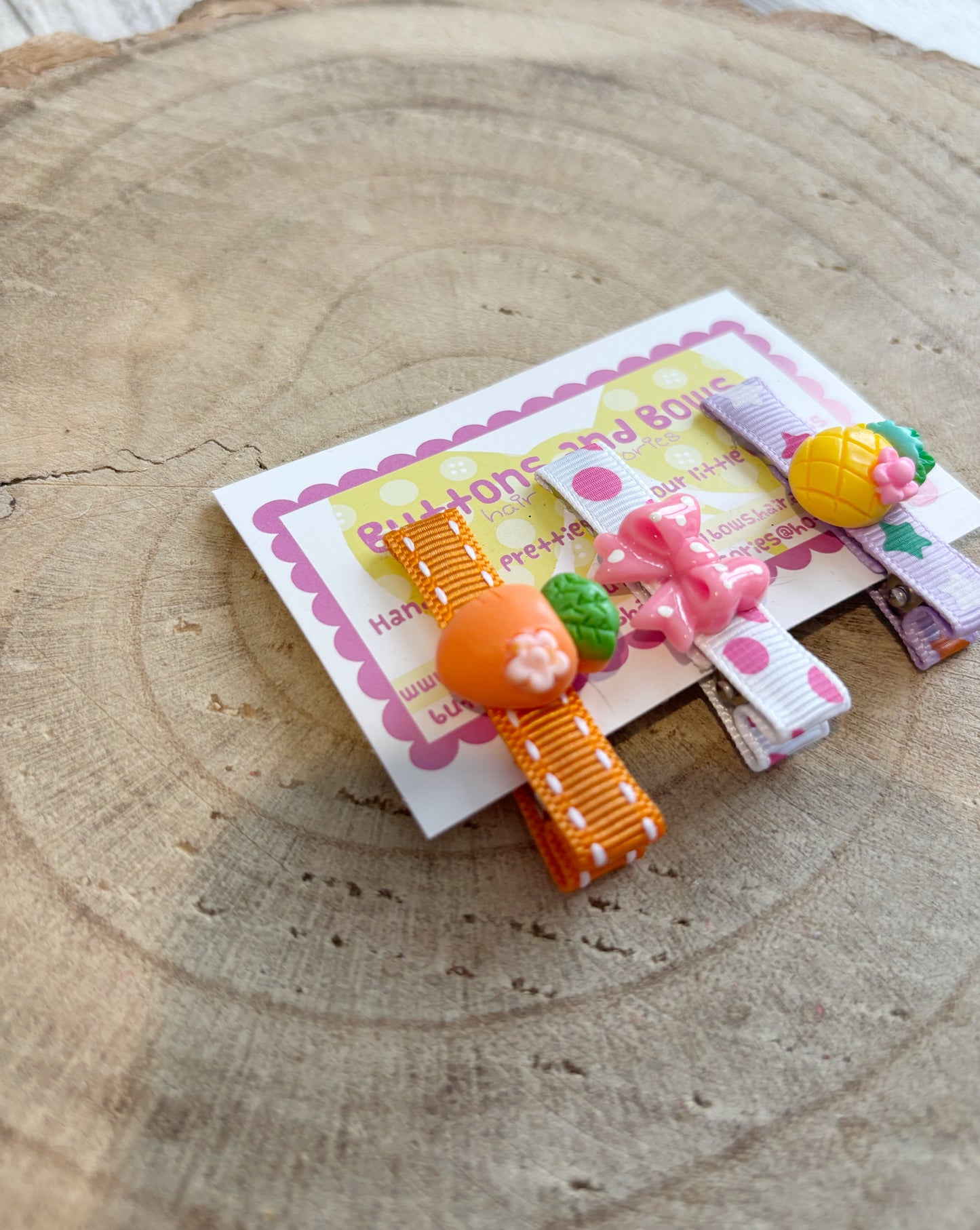 🥕 Fruity & Cute Hair Clip Set – Set of 3 🍍