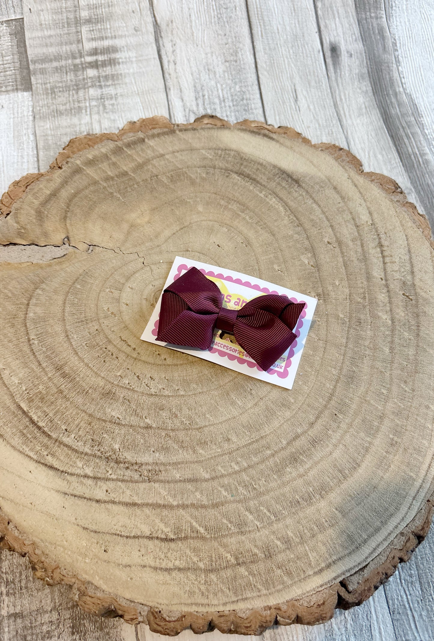 Burgundy Grosgrain Bow Hair Clip – Non-Slip