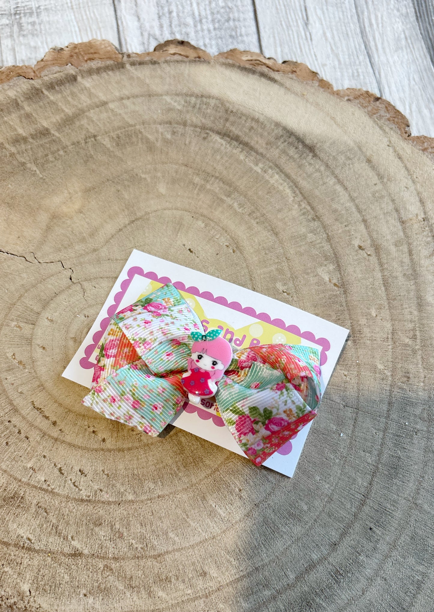 Floral Doll Bow Hair Clip