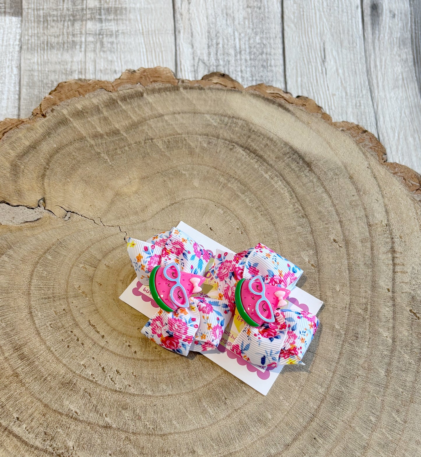 🎀 Floral Bow Hair Clip Set with Cute Watermelon Centre 🎀