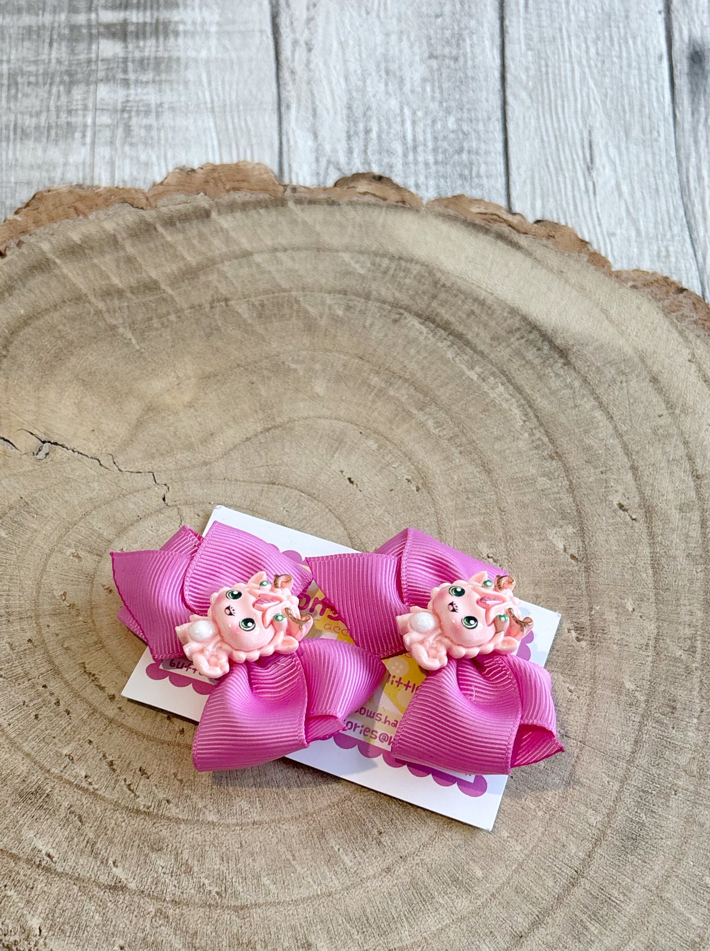 🐉 Pink Dragon Hair Bow Set – Set of 2 🐉