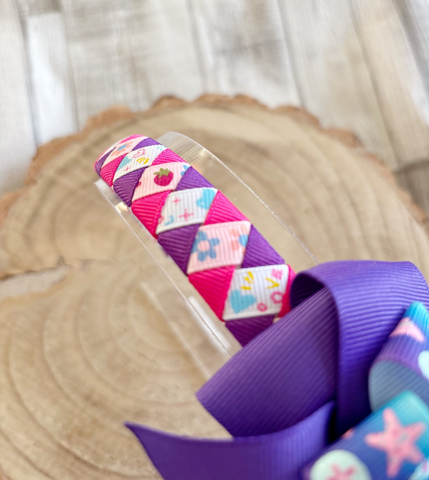 Purple Sea Life Bow Hairband – Handmade with Non-Slip Grip