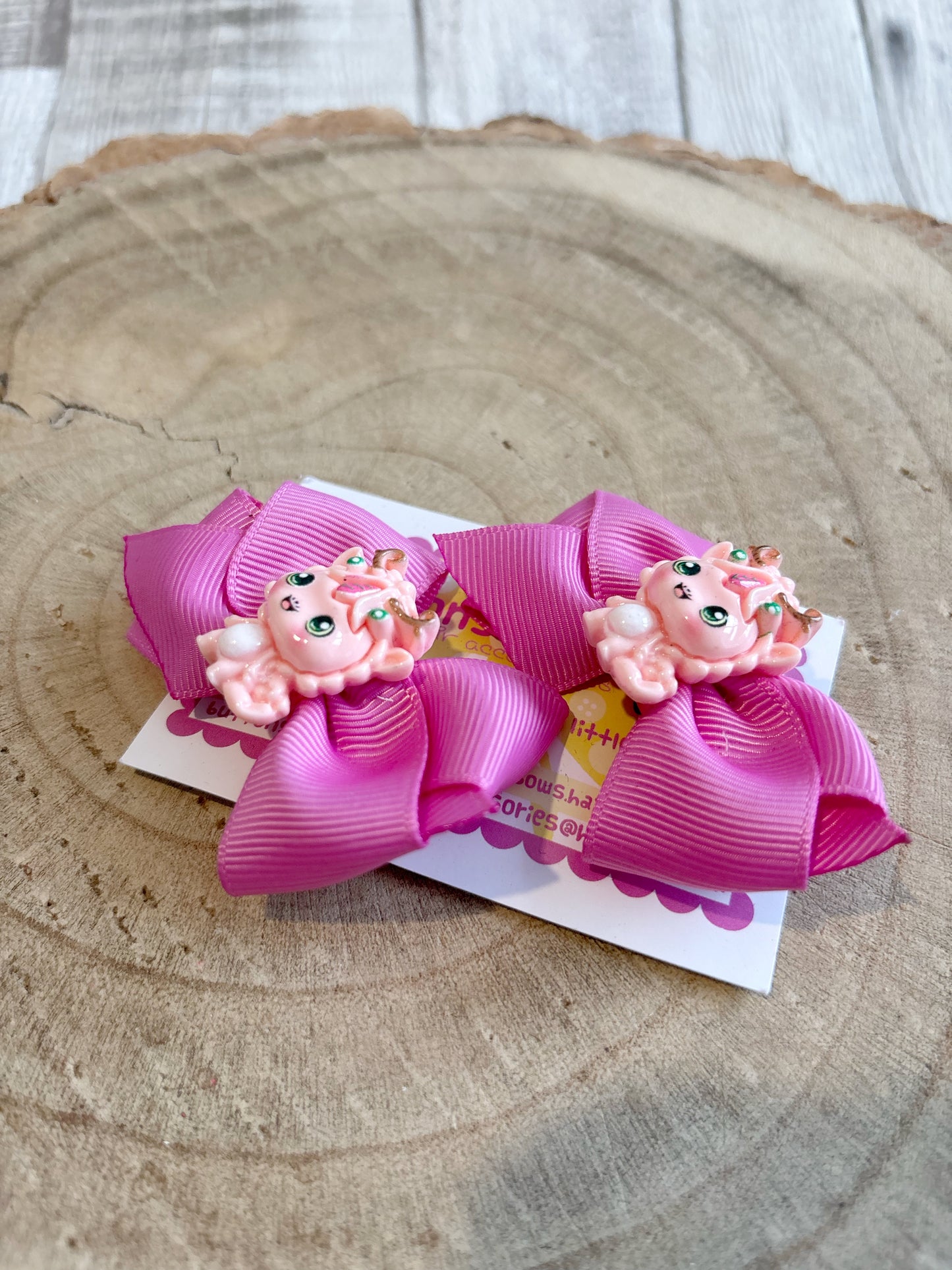 🐉 Pink Dragon Hair Bow Set – Set of 2 🐉