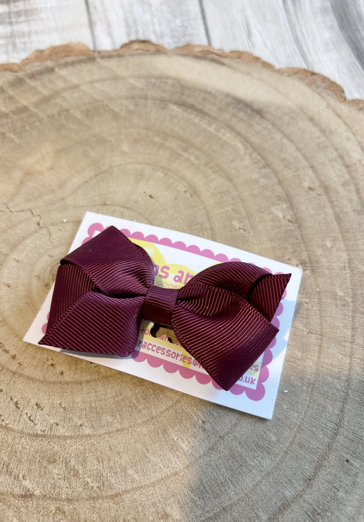Burgundy Grosgrain Bow Hair Clip – Non-Slip