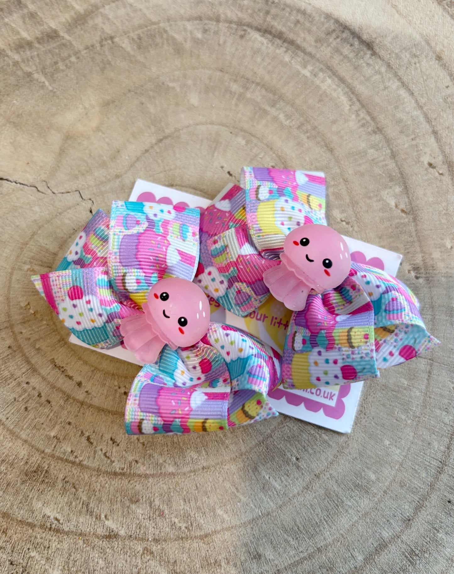 🧁 Cupcake & Jellyfish Hair Bow Set – Set of 2 🧁