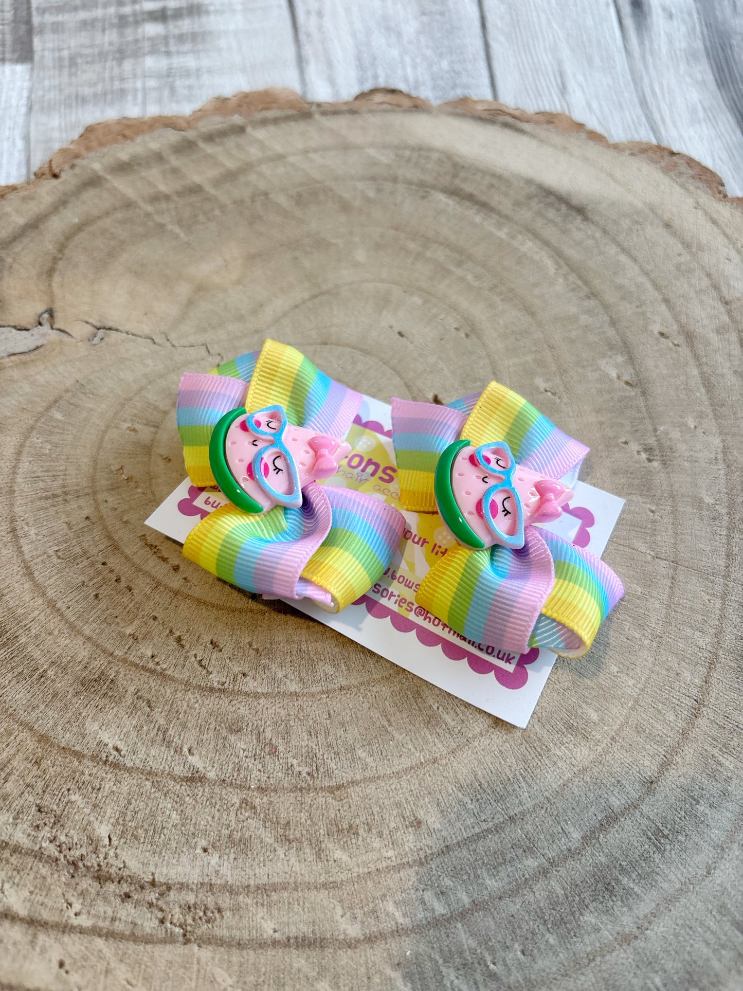 🍉 Rainbow Watermelon Hair Bow Set – Set of 2 🍉