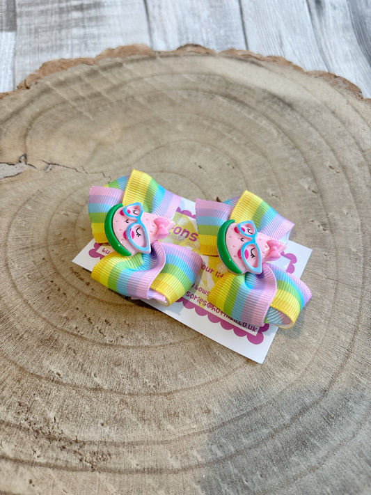 🍉 Rainbow Watermelon Hair Bow Set – Set of 2 🍉