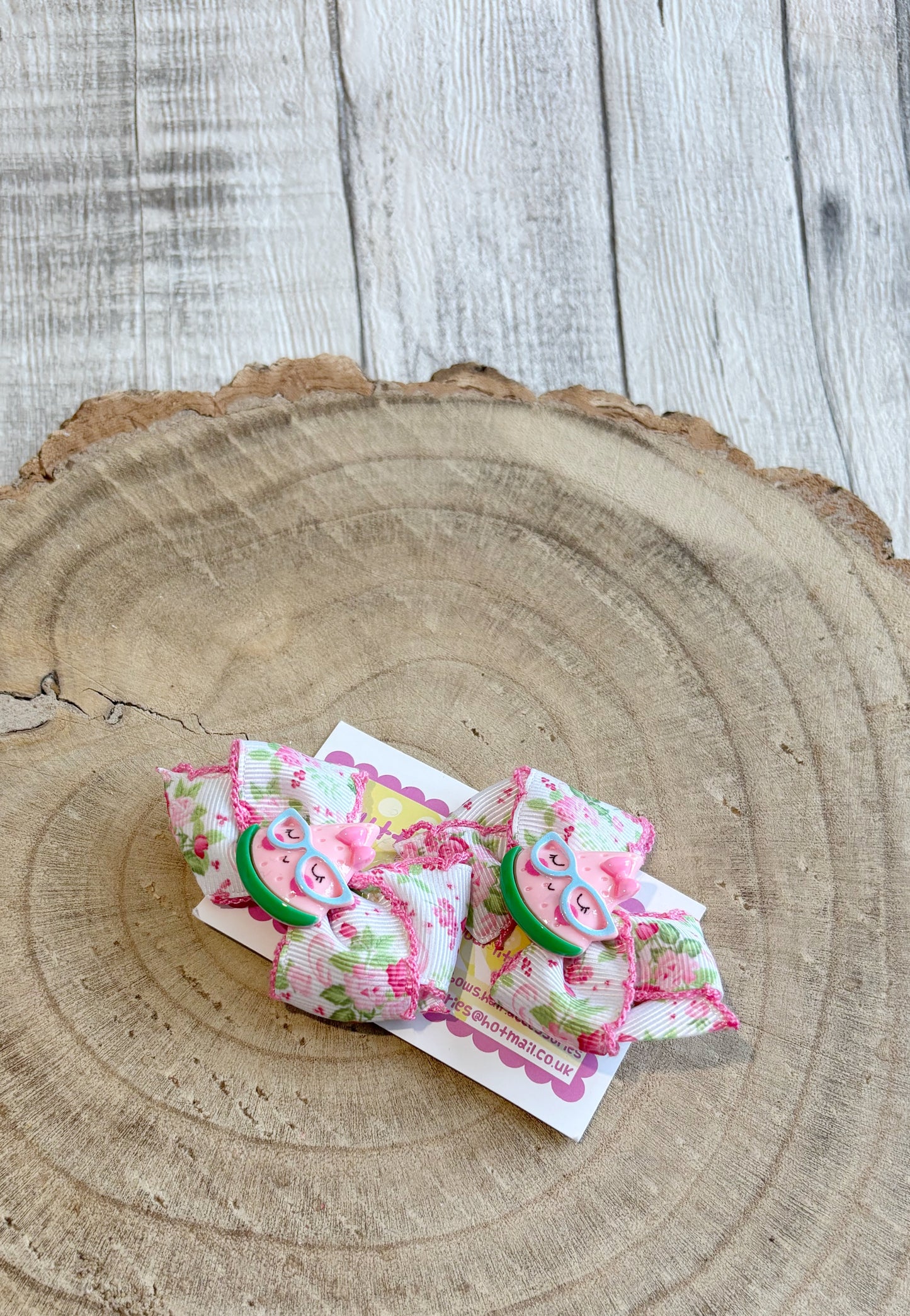 🍉 Watermelon Floral Hair Bow Set – Set of 2 🍉