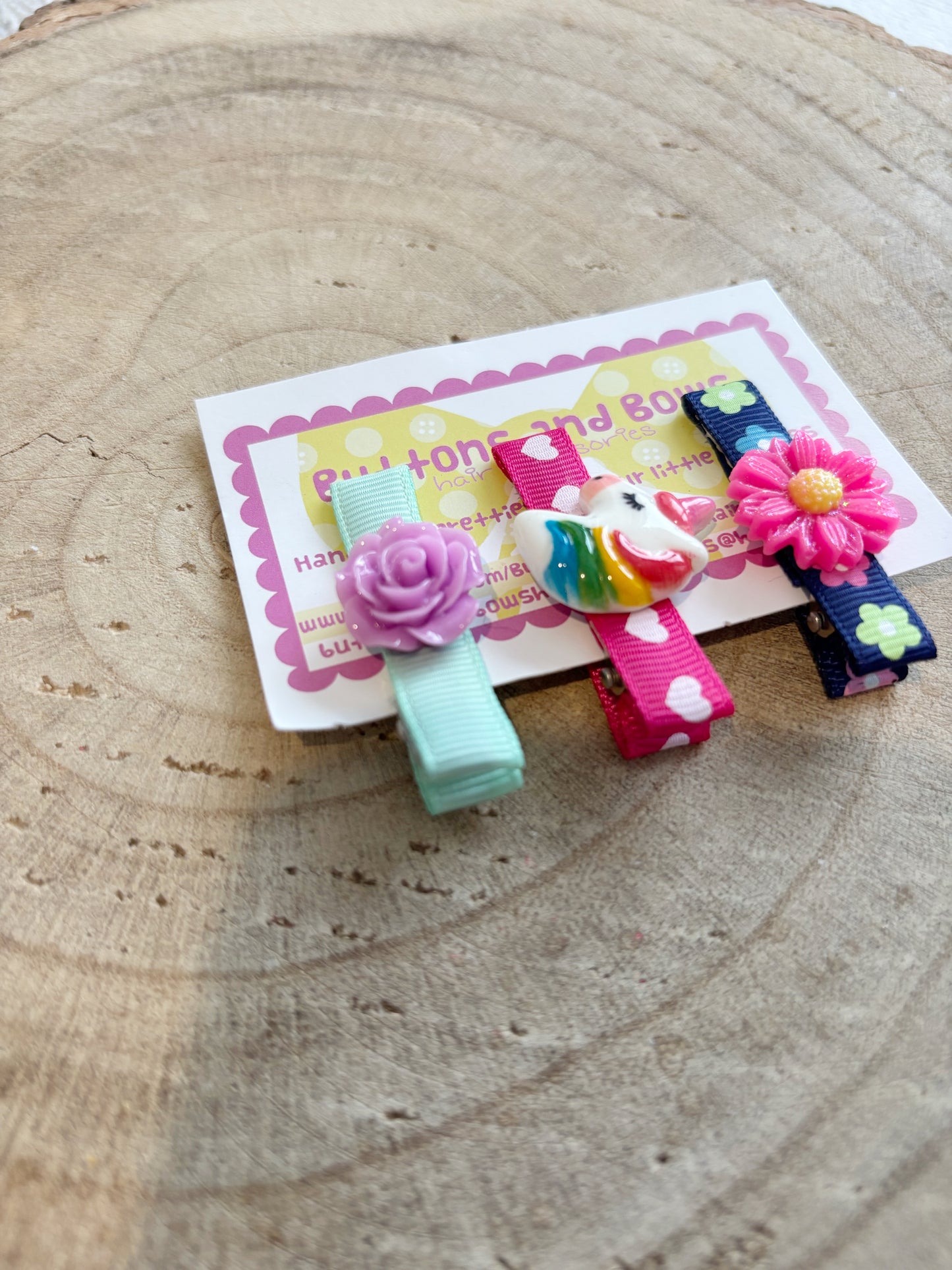 🌈 Cute Mix & Match Hair Clip Set – Set of 3 🌸