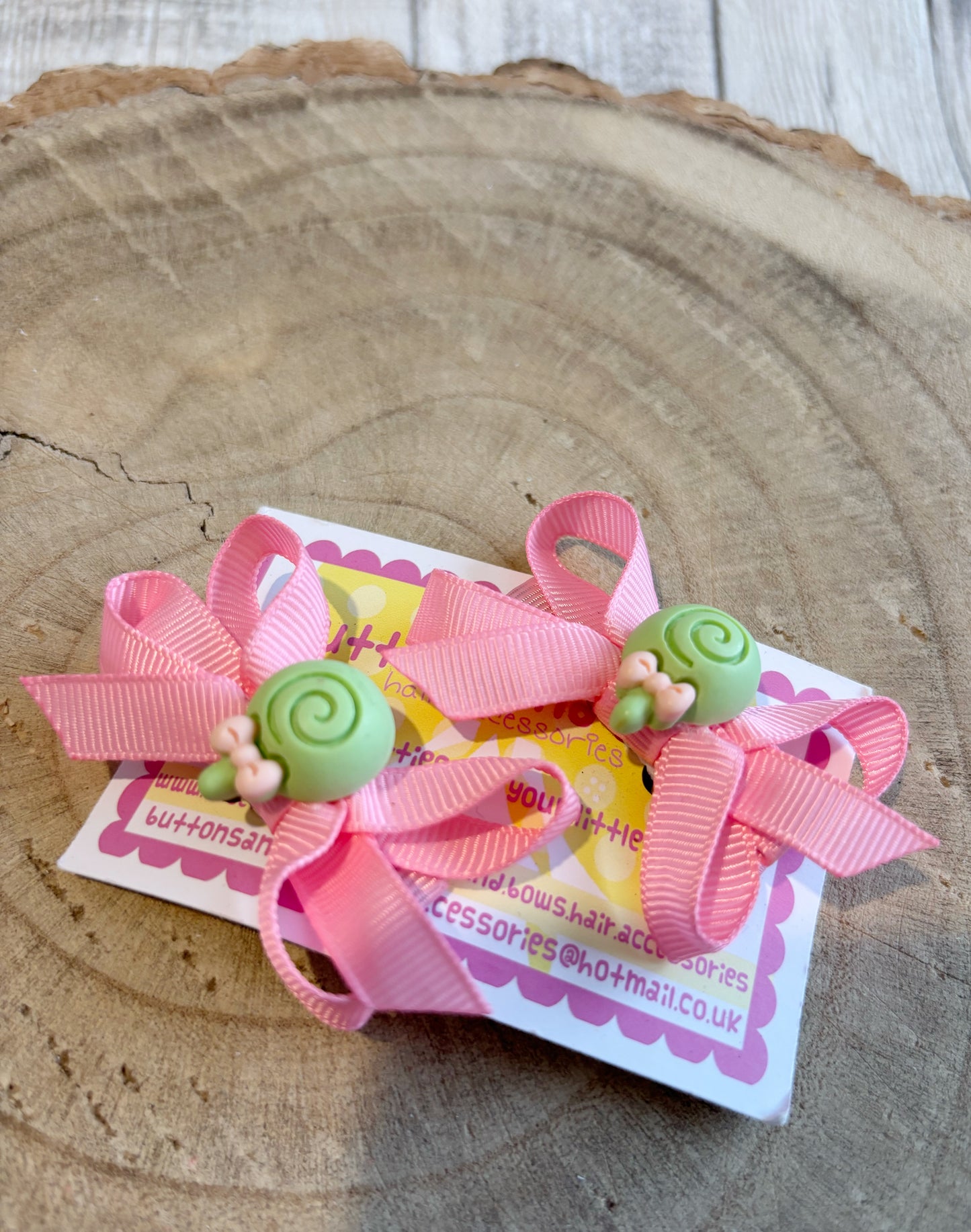 🎀 Pink Bow Hair Clip Set with Cute Lollipop Centre 🎀
