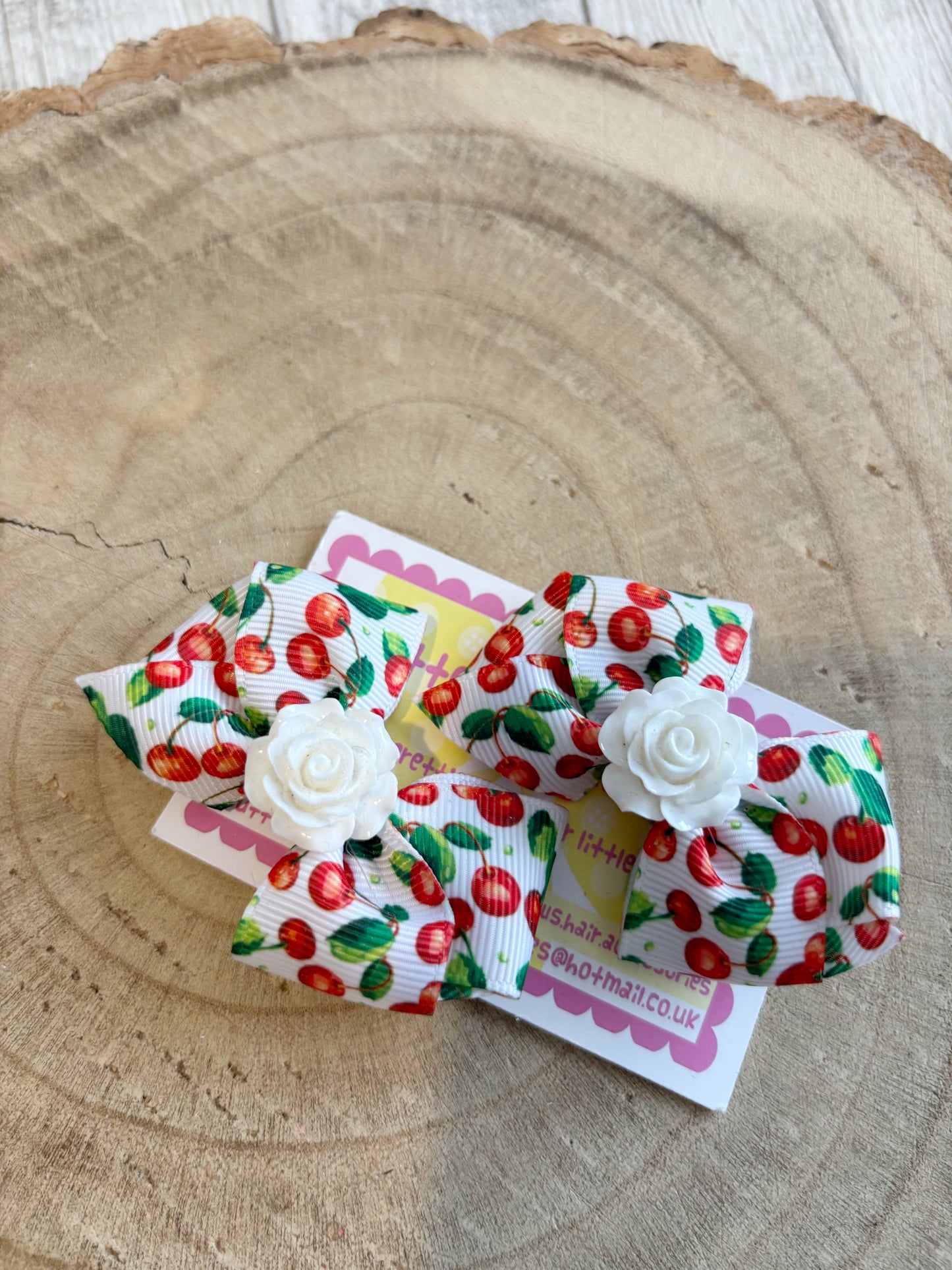 🍒 Cherry Print Hair Bow Set – Set of 2 🍒