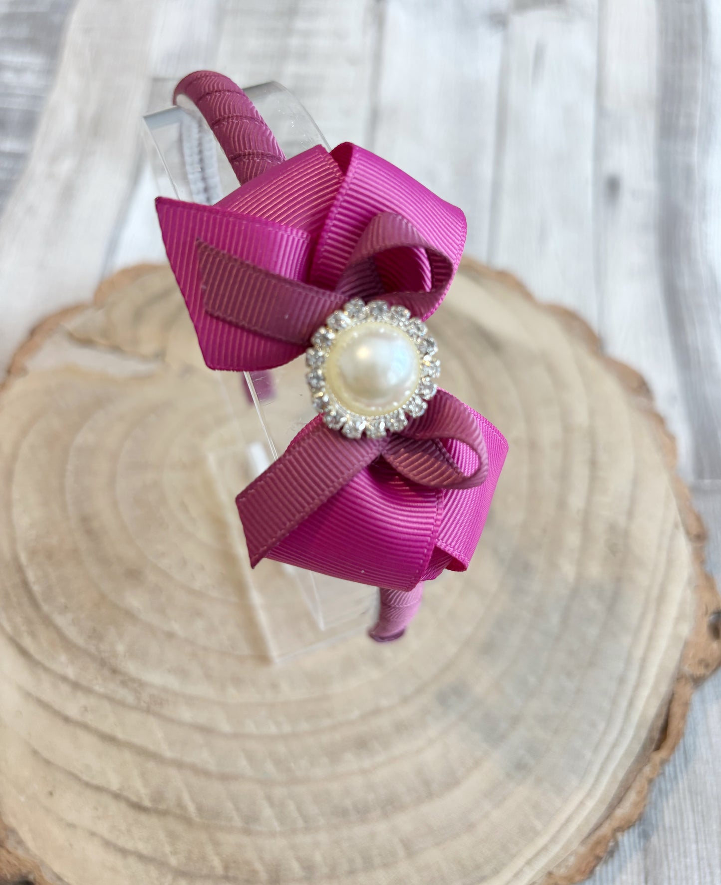 🎀✨ Plum & Berry Pearl Bow Headband ✨🎀