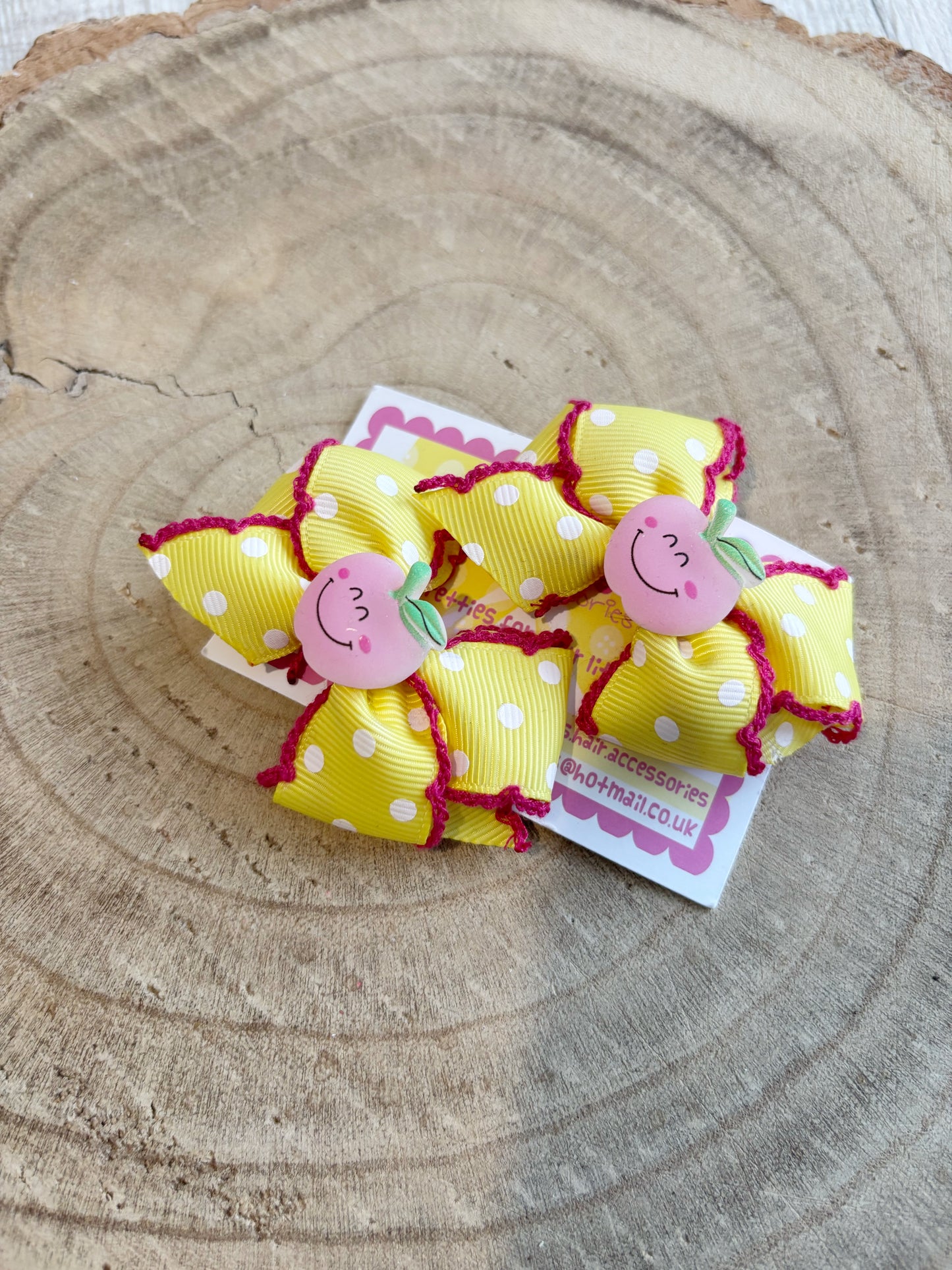 🍑 Peach Polka Dot Hair Bow Set – Set of 2 🍑