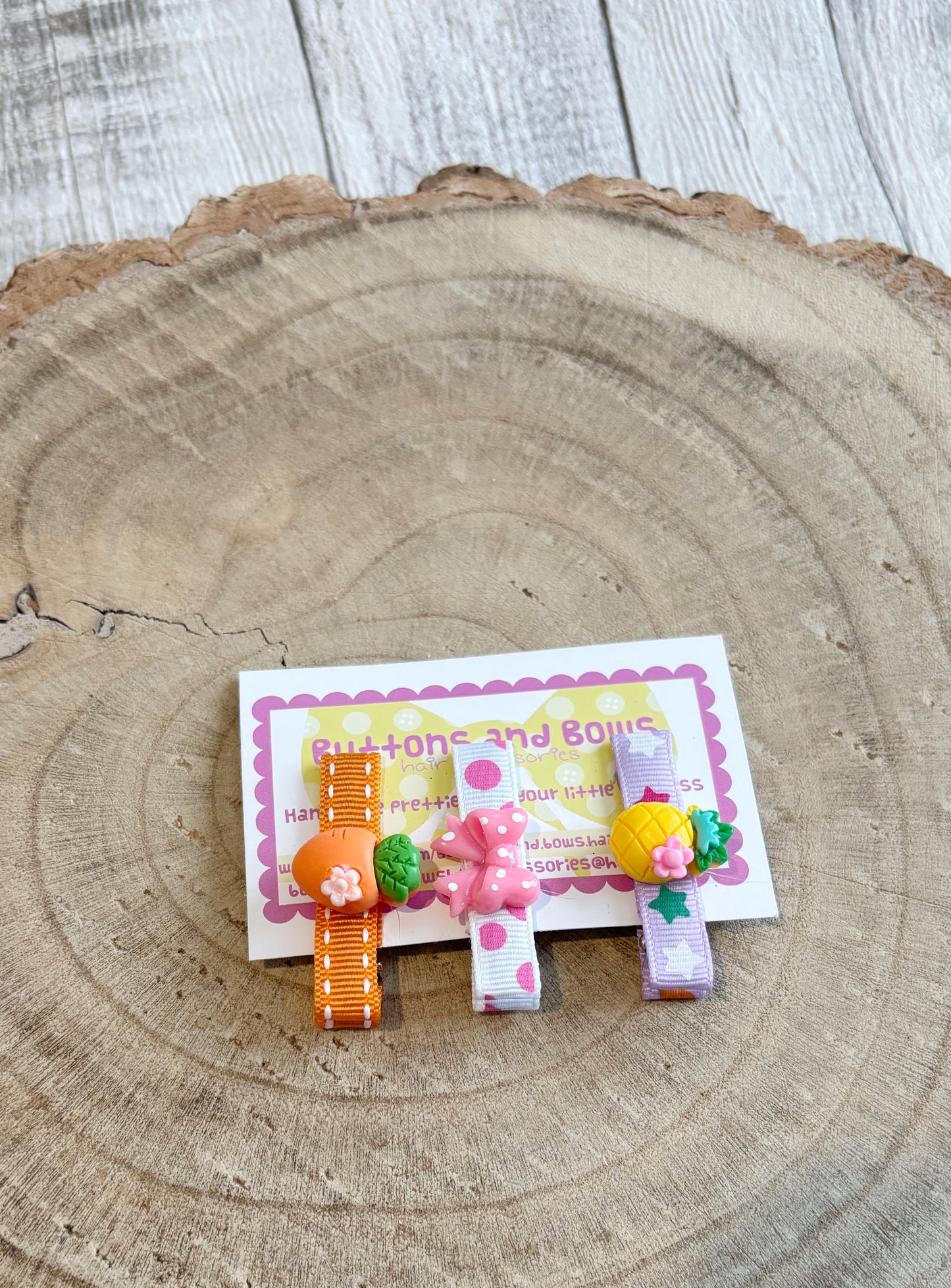 🥕 Fruity & Cute Hair Clip Set – Set of 3 🍍
