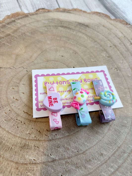 🍭 Cute Pastel Charm Hair Clips – Set of 3 🍭