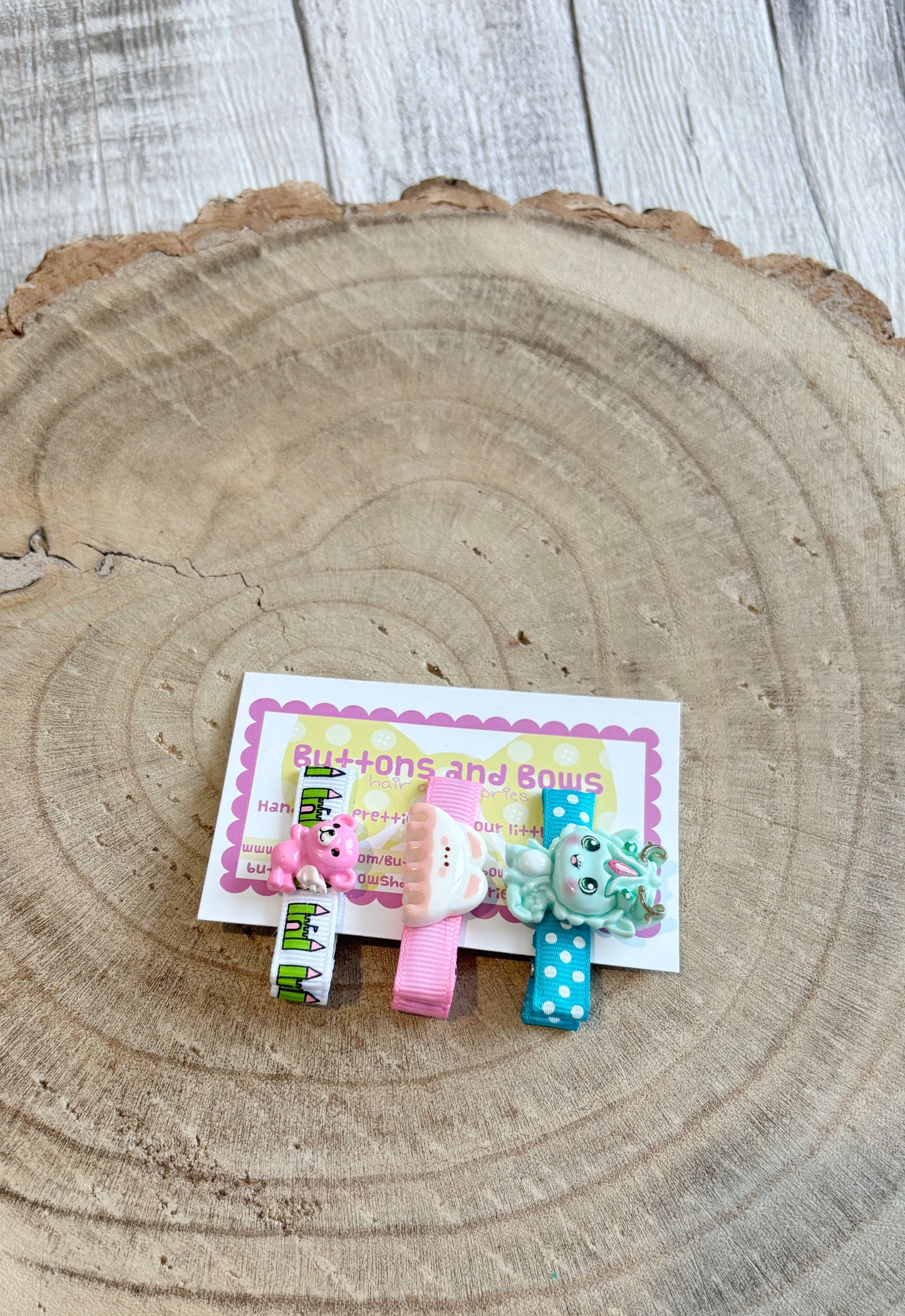 🐉 Cute Hair Clip Set – Set of 3 🎀