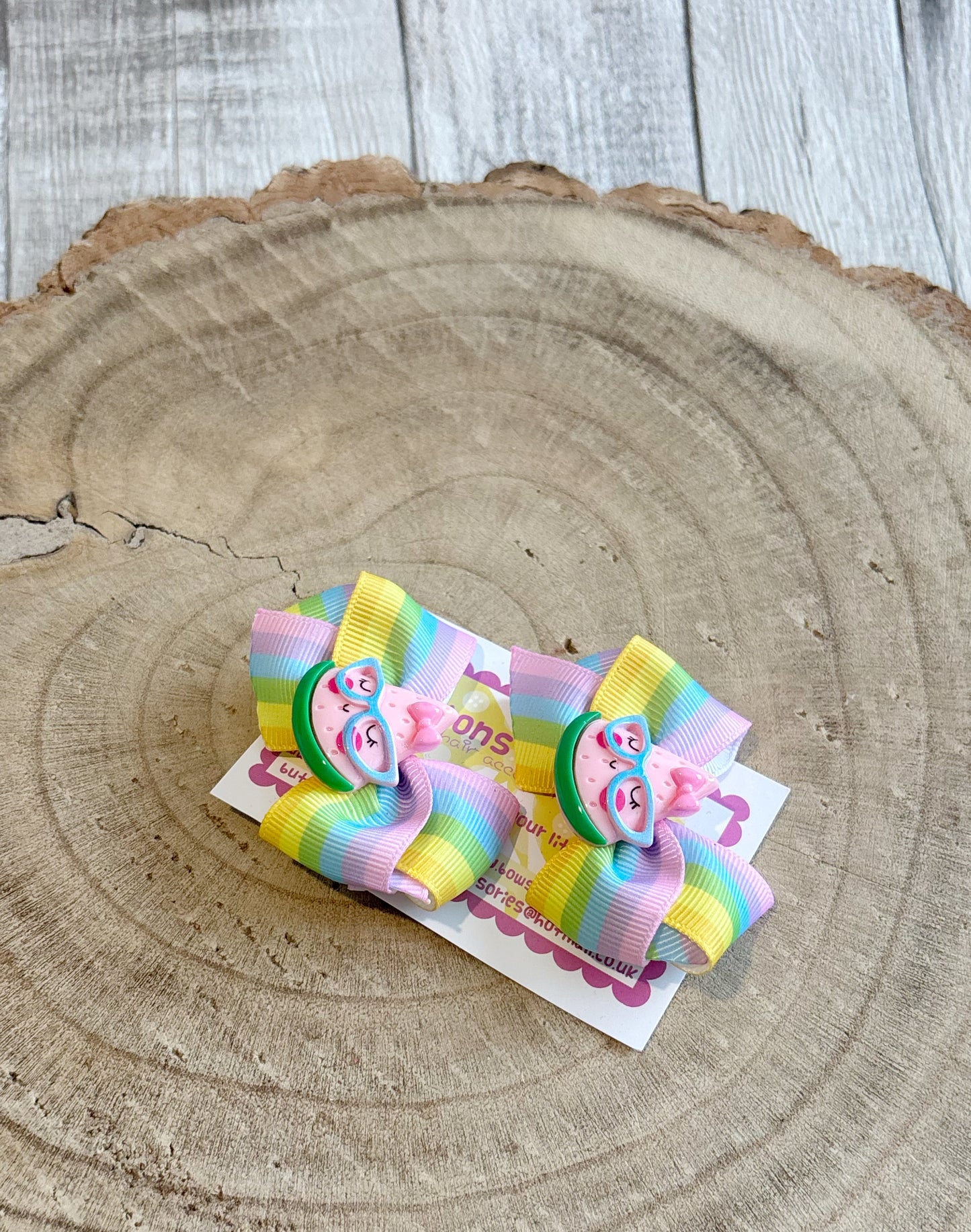 🍉 Rainbow Watermelon Hair Bow Set – Set of 2 🍉