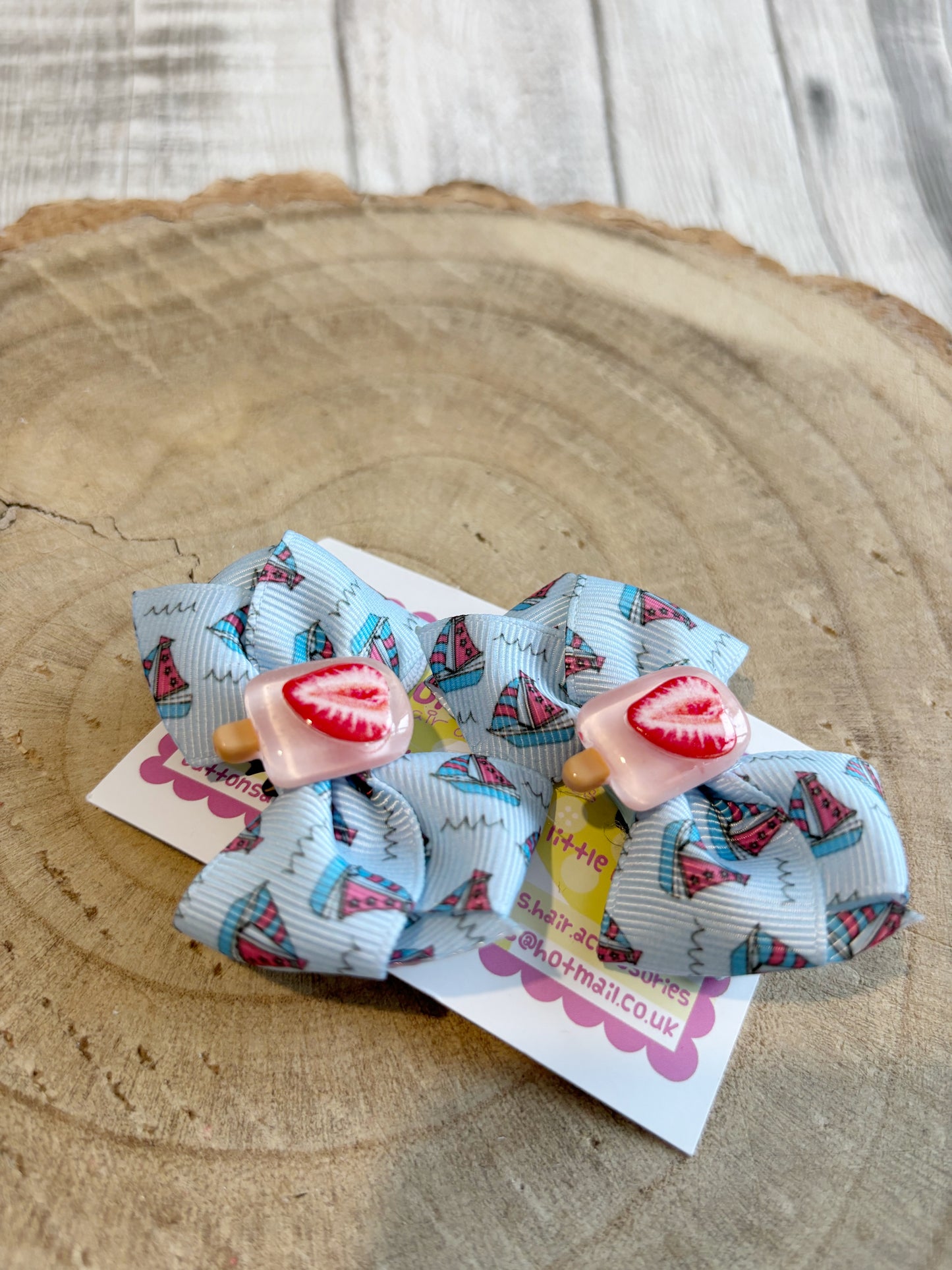 ⛵ Ice Cream & Sailboat Hair Bow Set – Set of 2 ⛵