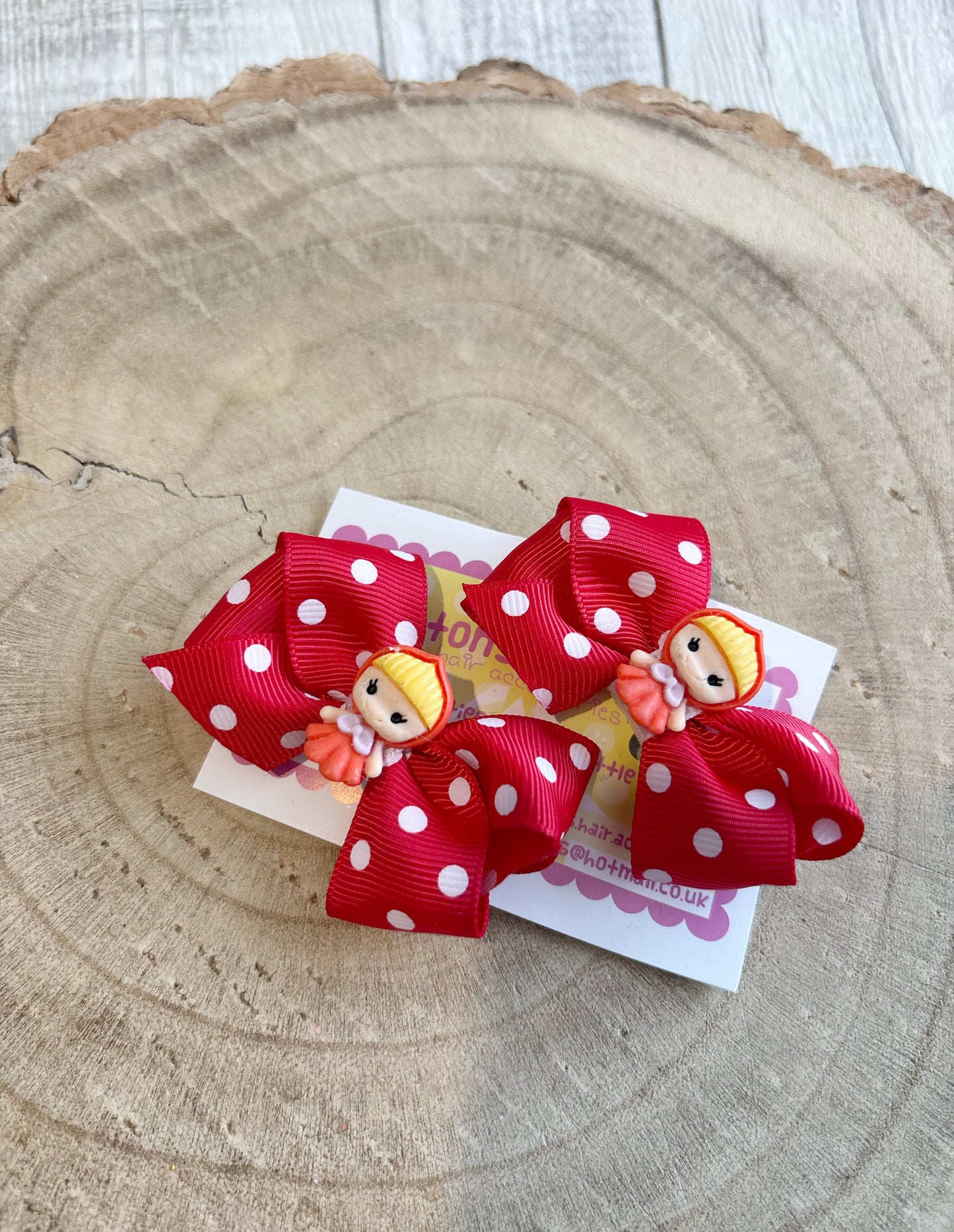 ❤️ Red Polka Dot Doll Hair Bow Set – Set of 2 ❤️