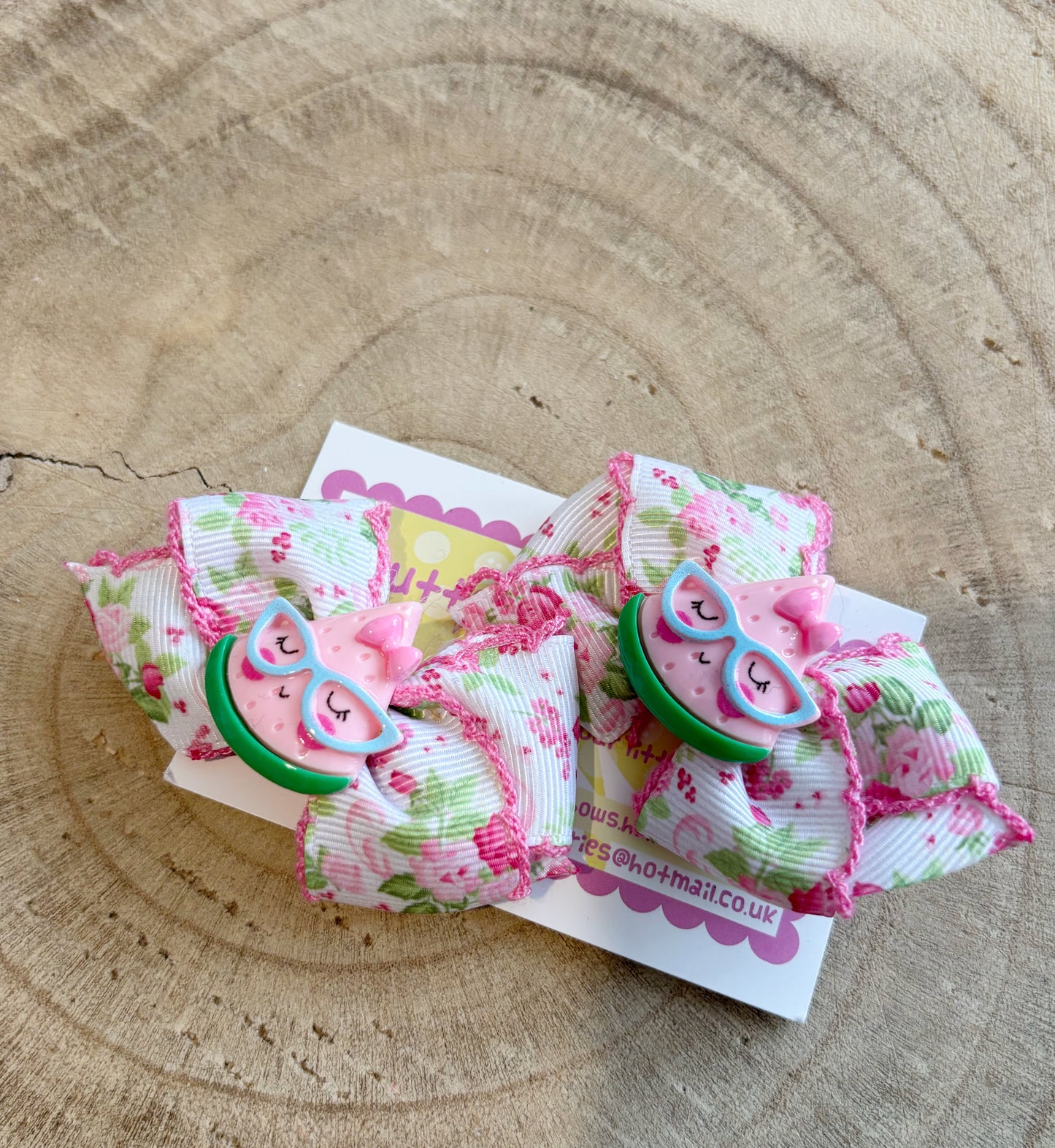 🍉 Watermelon Floral Hair Bow Set – Set of 2 🍉