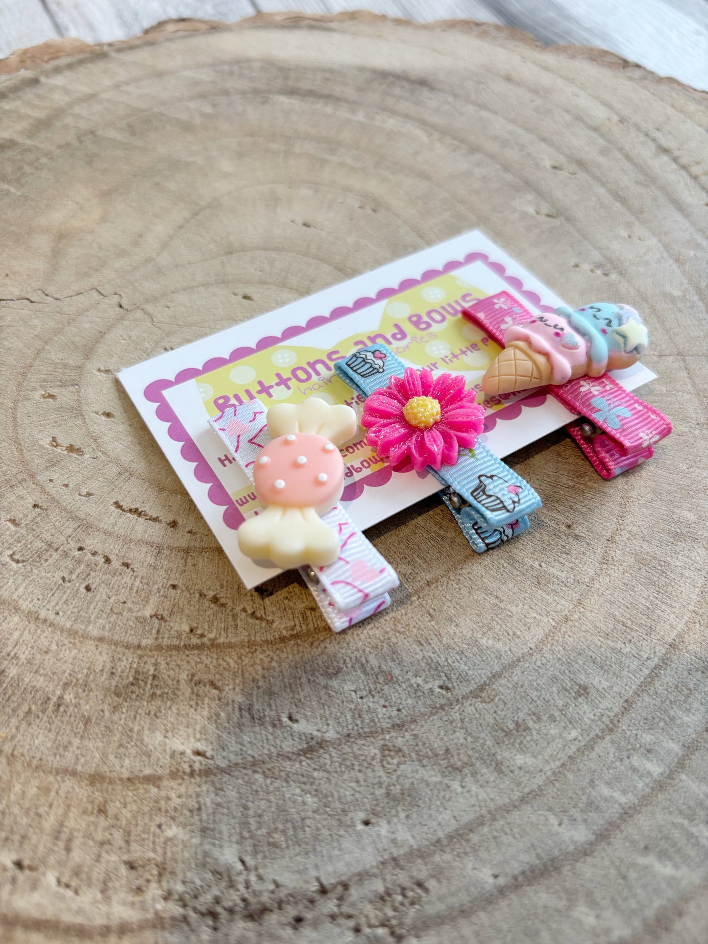 🍦 Sweet Treat Hair Clip Set – Set of 3 🍦